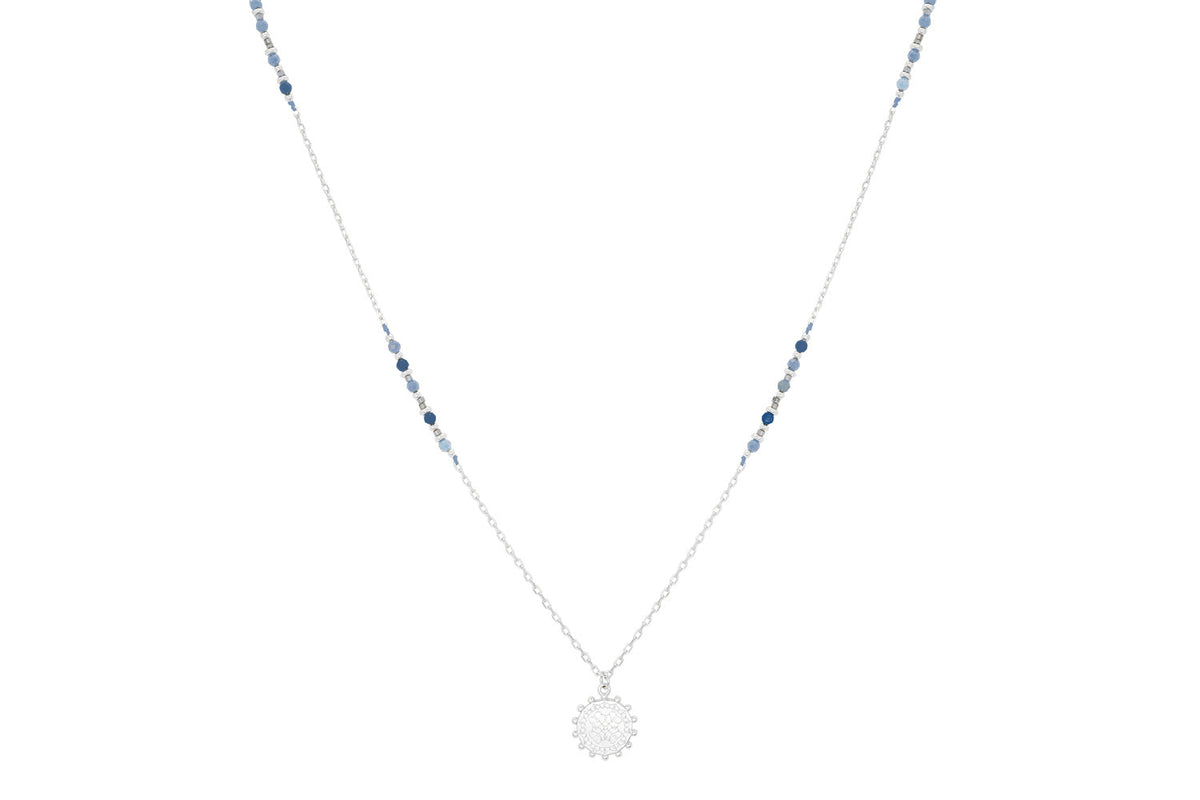 Flora Sodalite Silver Long Necklace