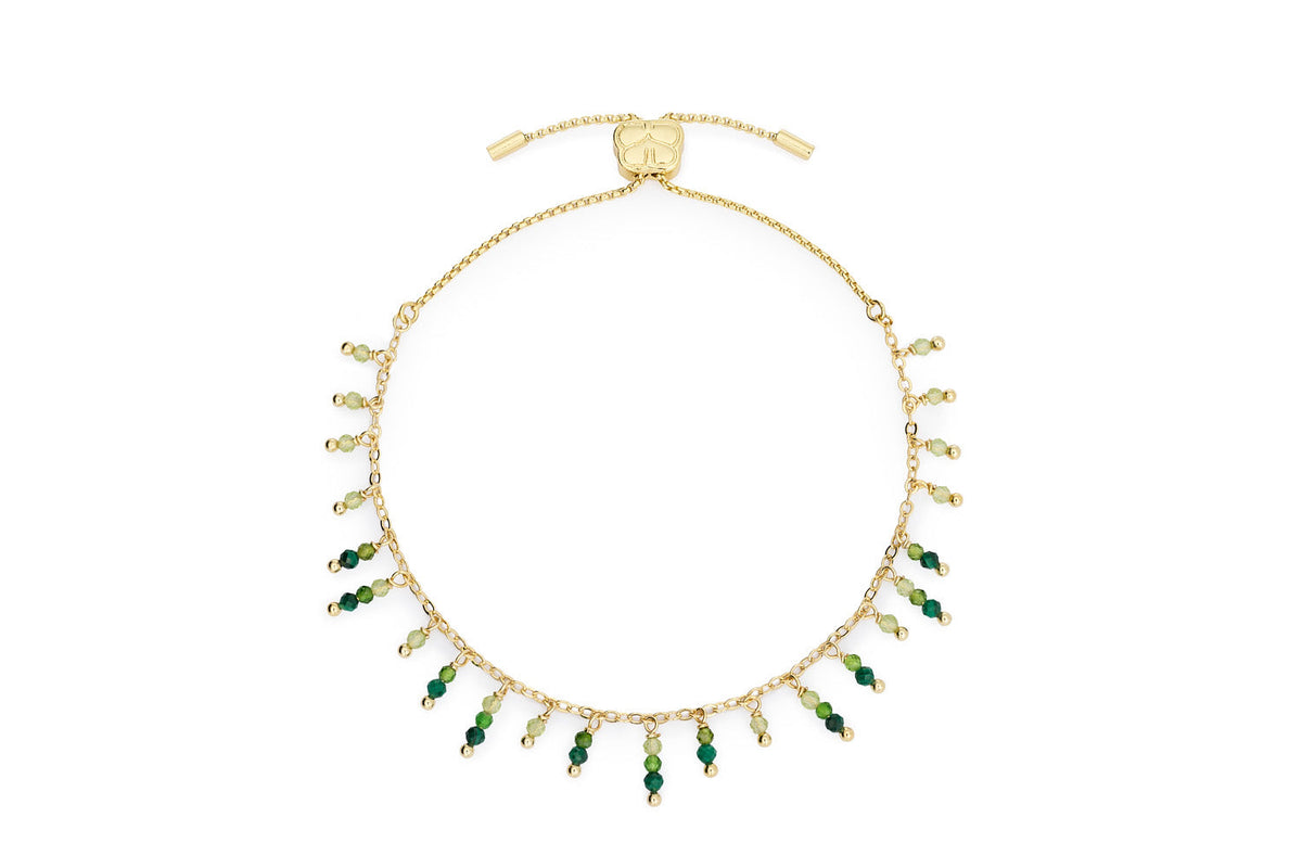 Heather Malachite & Green Gemstone Gold Bracelet