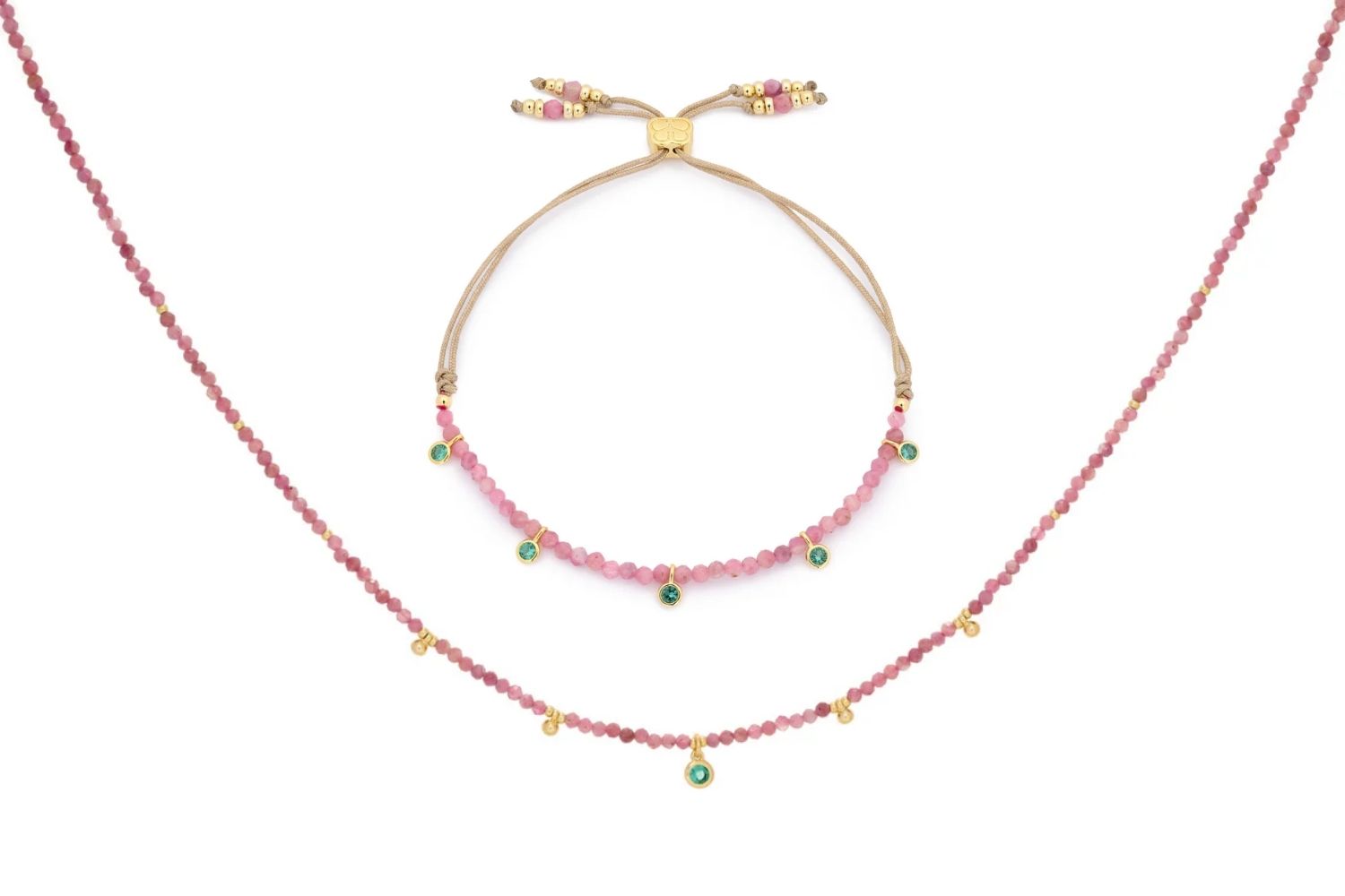 Holly Pink Tourmaline Necklace and Bracelet Set Boho Betty