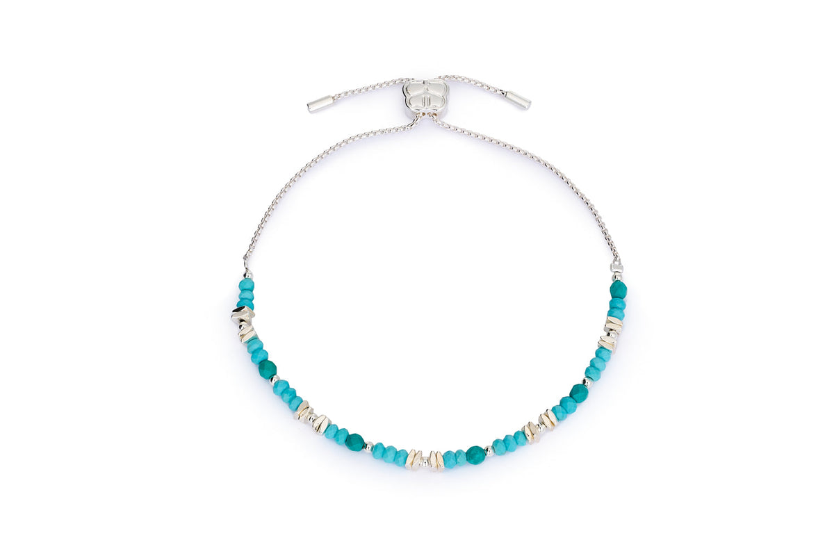 Iris Silver Turquoise Howlite Gemstone Slider Bracelet