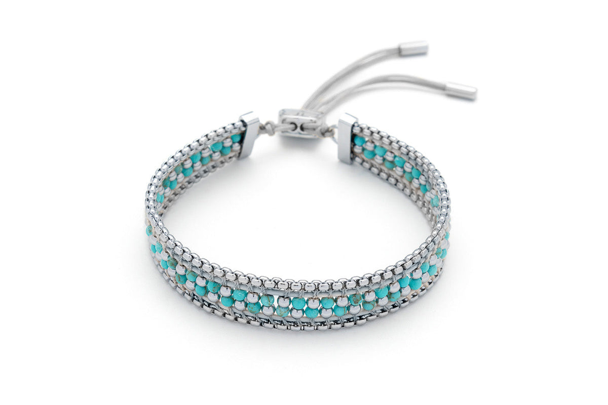 Isla Turquoise & Silver Beaded Bracelet