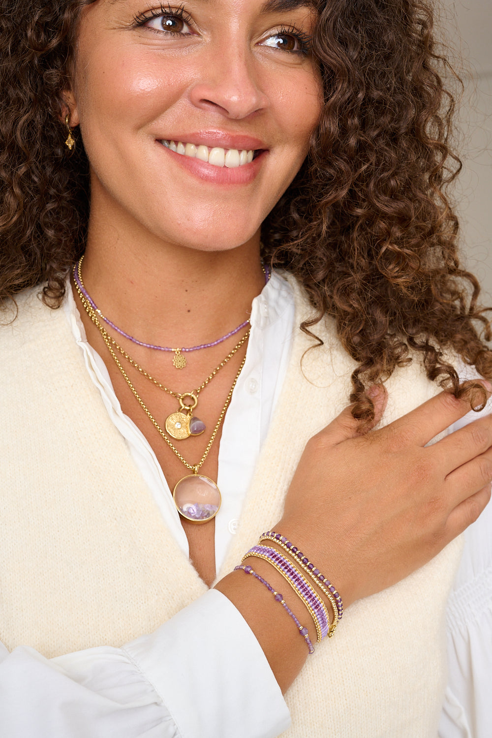 Leilani Locket styled with wondeful purple