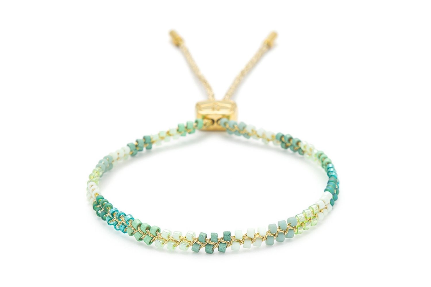 Marina Aqua Gold Braided Bracelet Boho Betty
