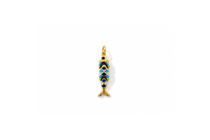 Minami Blue Ombre Enamel Fish Charm Gold
