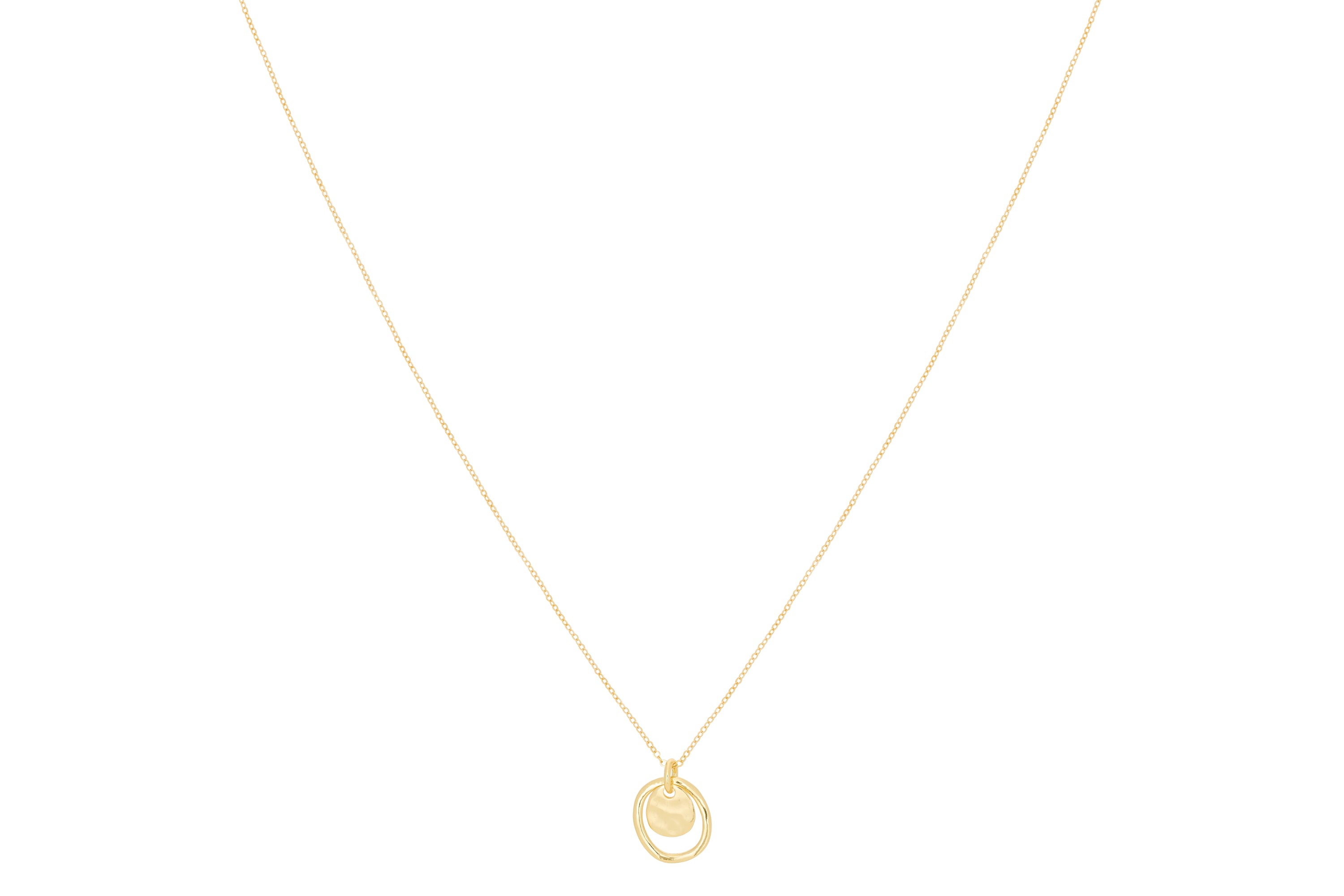 Aperol Gold Battered Disc Necklace - #color_gold