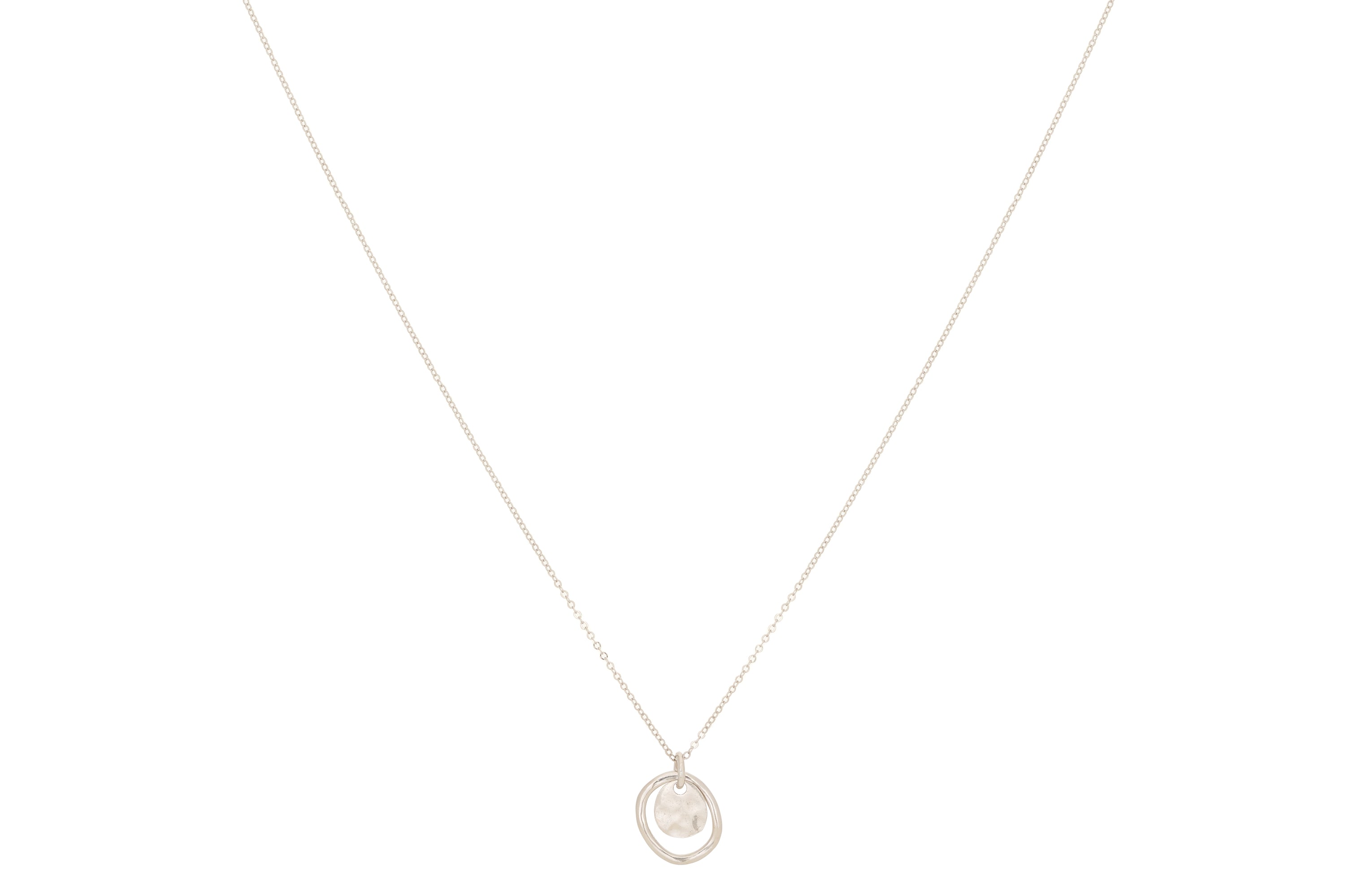 Aperol Gold Battered Disc Necklace #color_silver