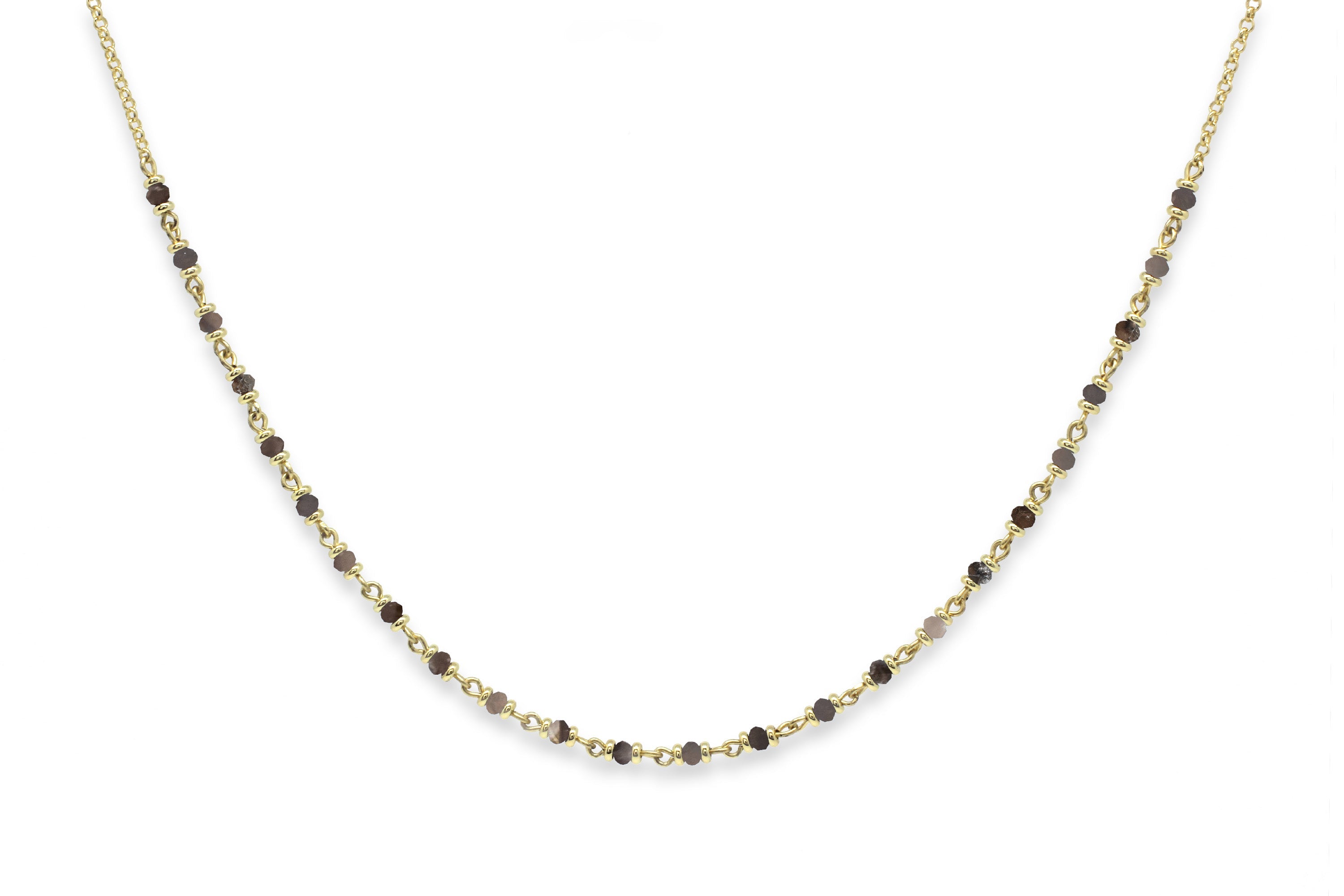 Panacea Smokey Quartz Gold Gemstone Necklace -color_Silver