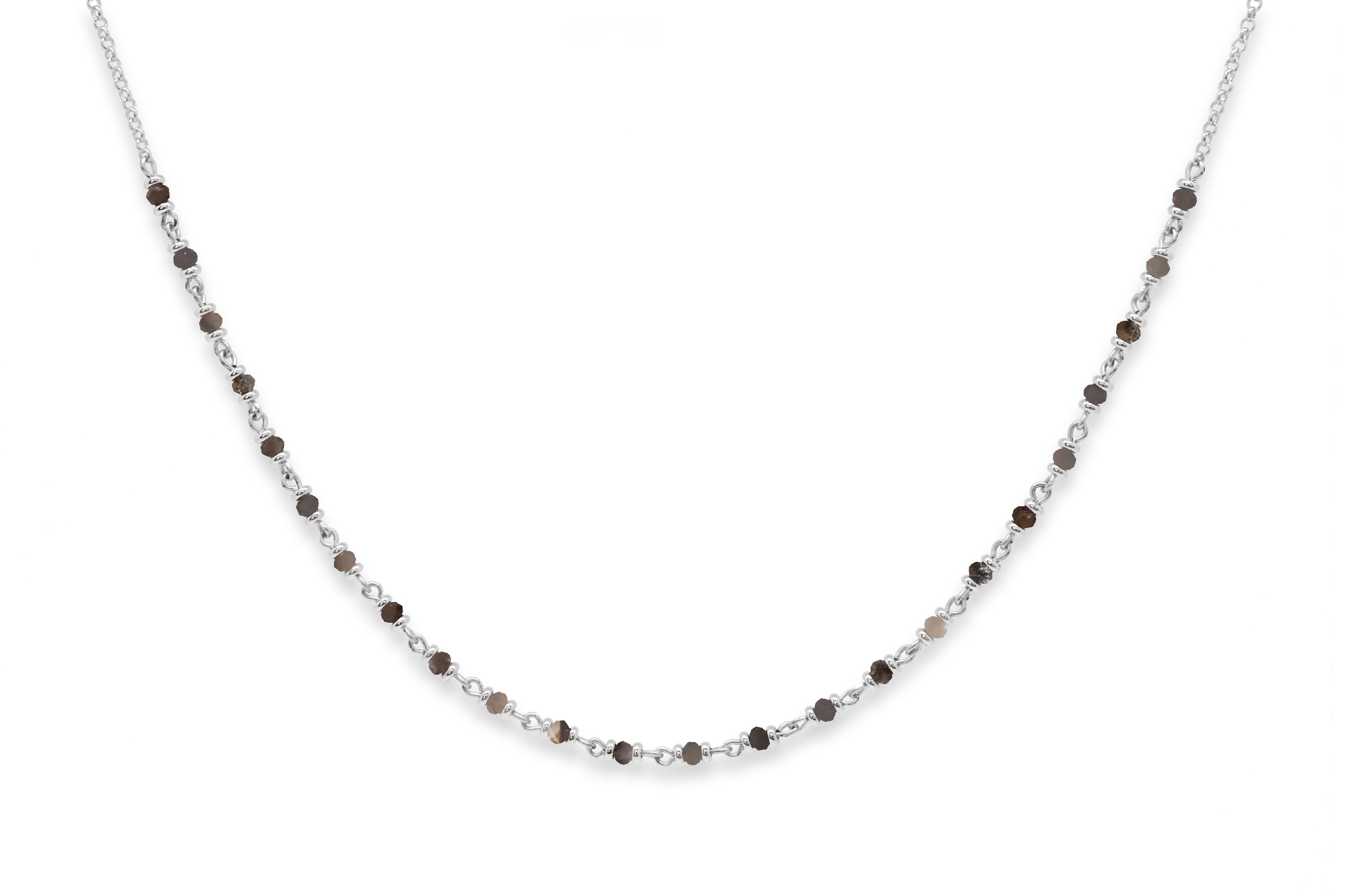 Panacea Smokey Quartz Gold Gemstone Necklace #color_Silver