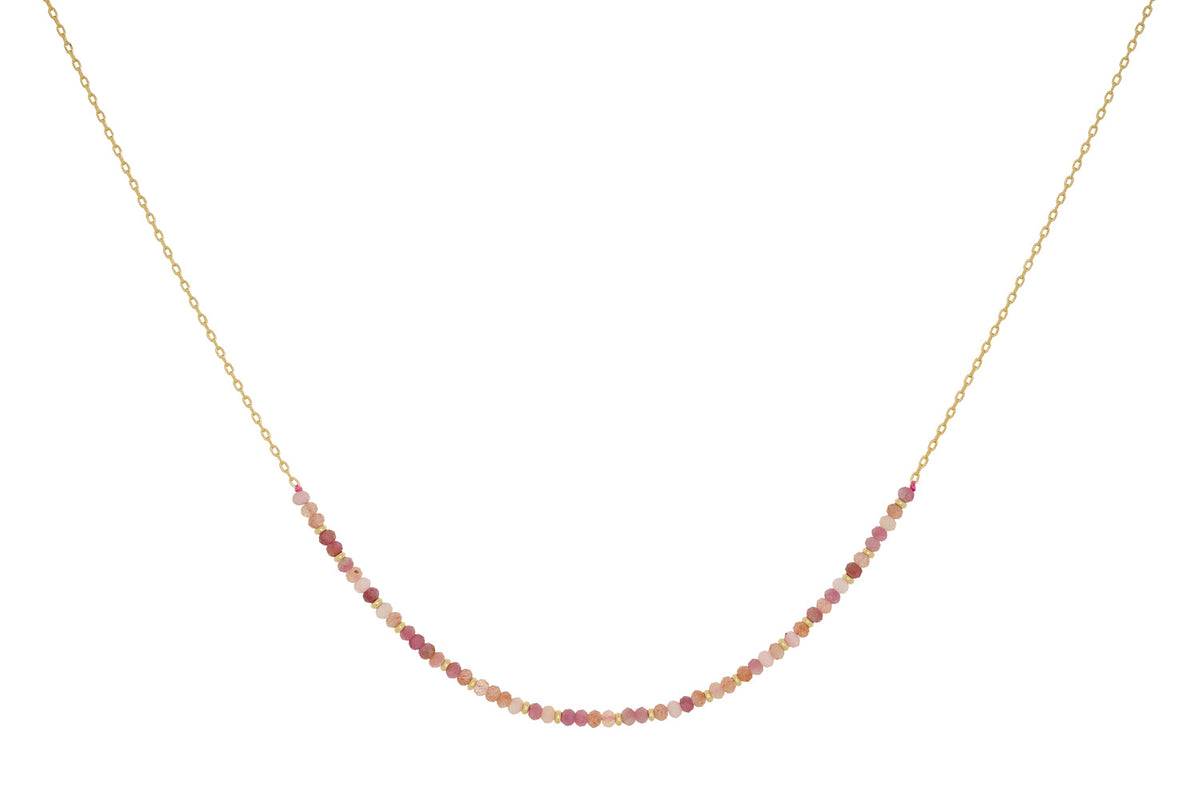 Posey Pink Tourmaline Mix Gold Necklace
