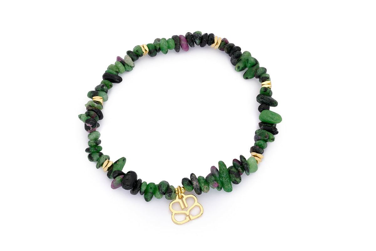 Sana Gold & Ruby Zoisite Stretch Crystal Bracelet