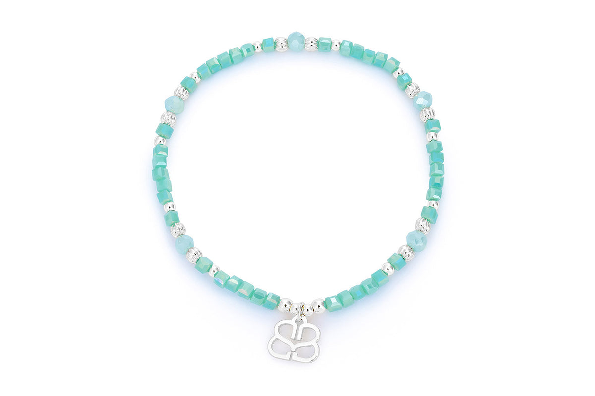 Seraphina Silver & Aqua Stretch Bead Bracelet