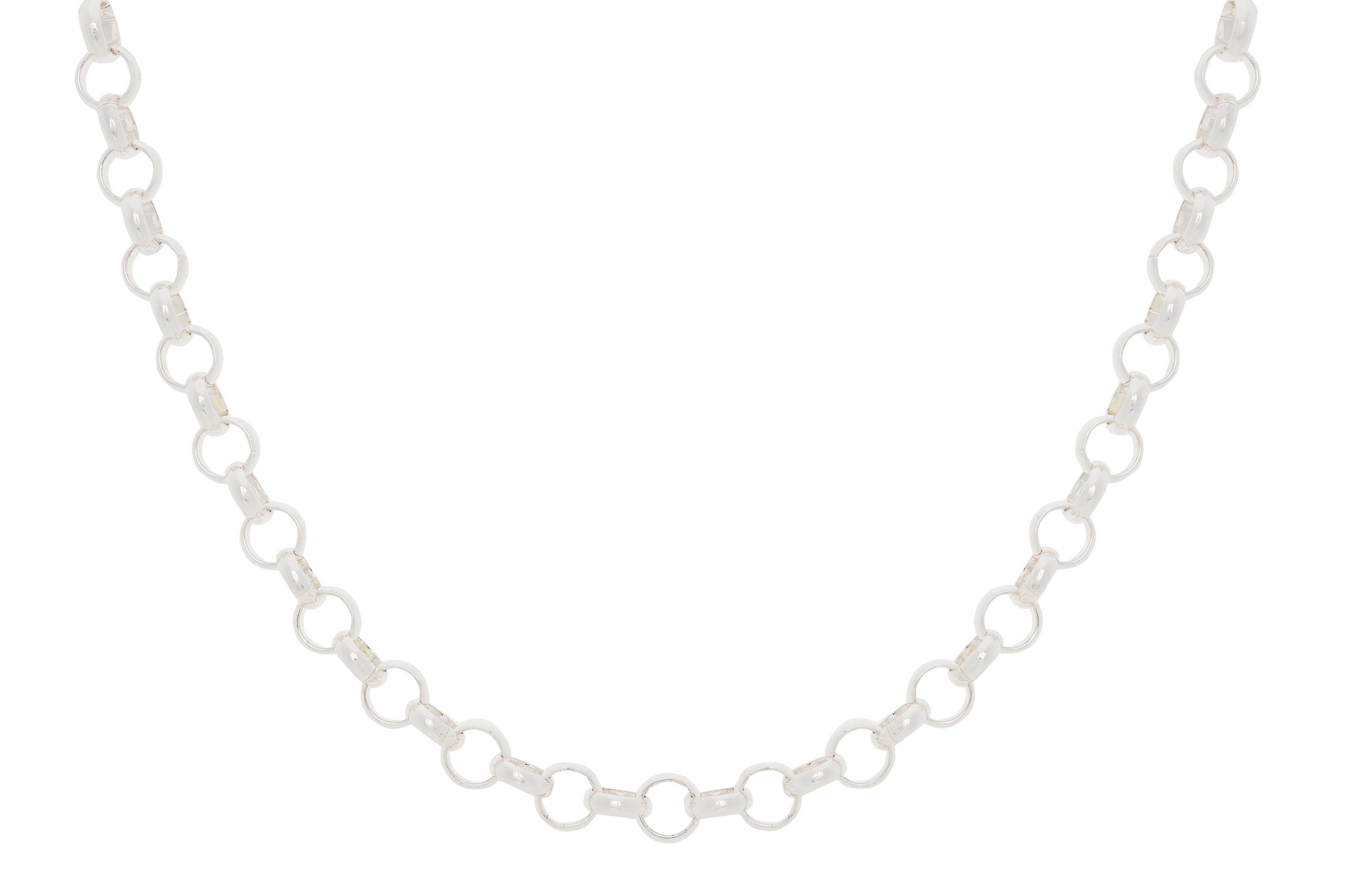Sif Chunky Chain Link Silver Necklace featuring bold circular links in polished sterling silver plating, perfect for a modern and versatile look.
