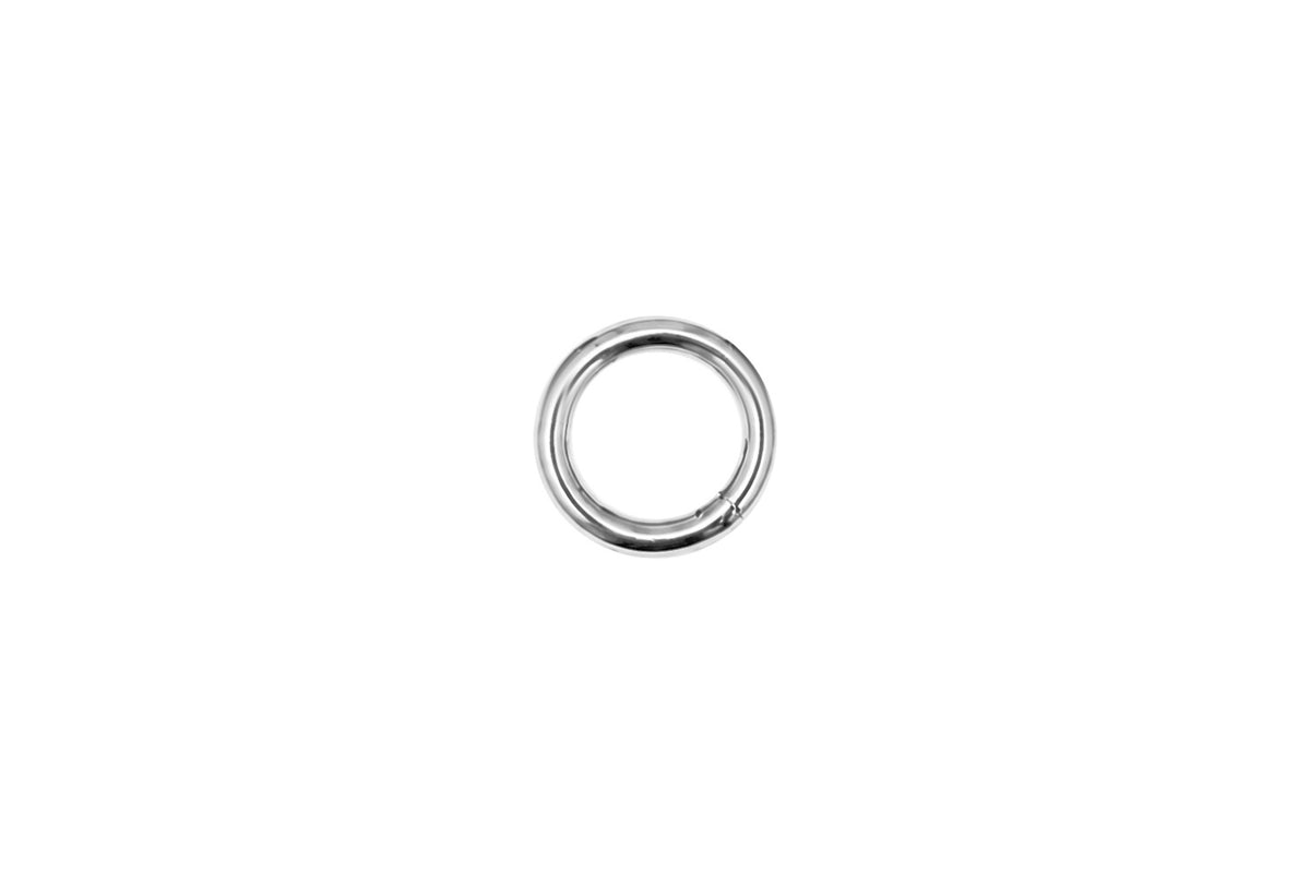 12mm Silver Charm Carrier Clasp by Boho Betty – waterproof White Gold PVD stainless steel charm holder ring with a hinged gate, for clipping charms onto necklaces and bracelets