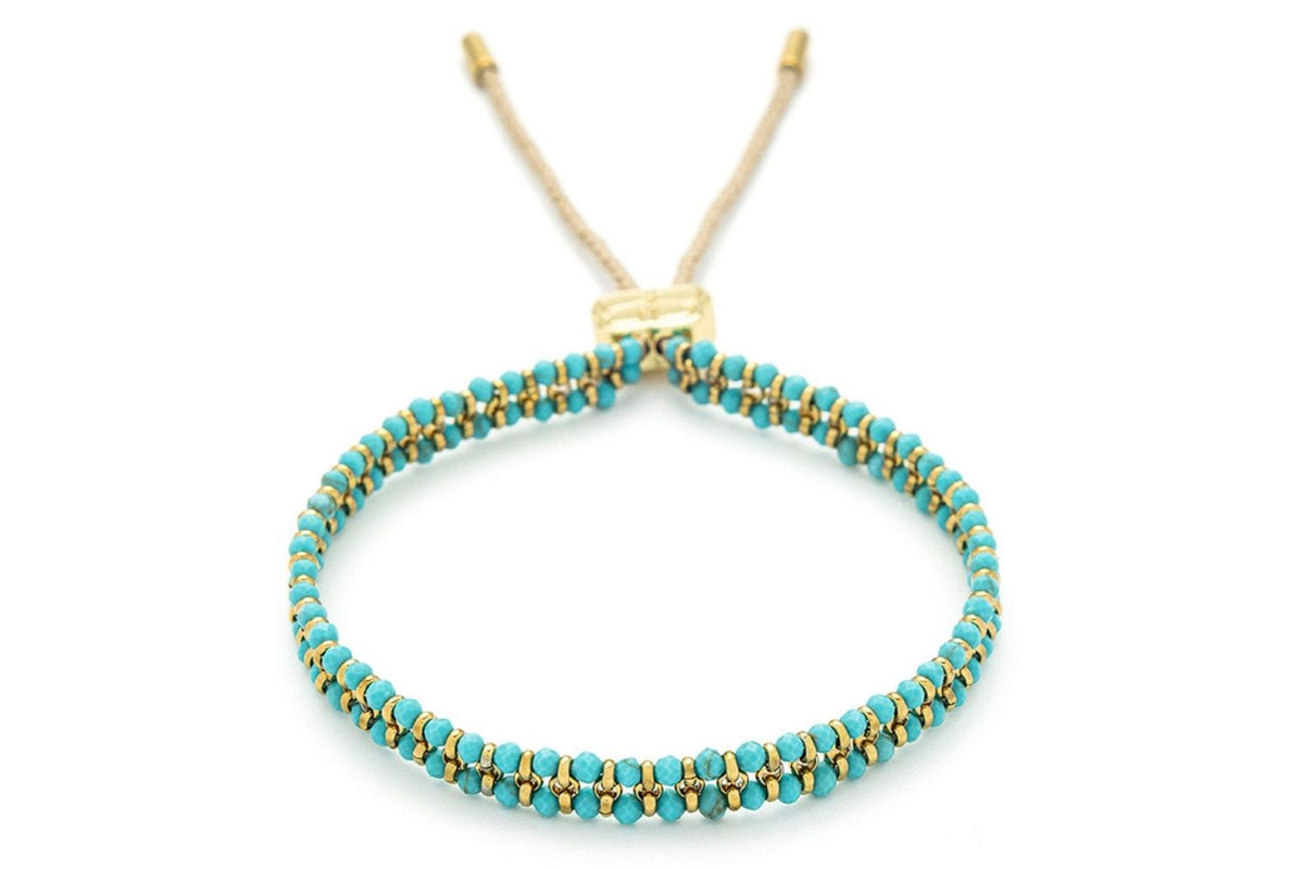 Talia Turquoise Gold Braided Bracelet