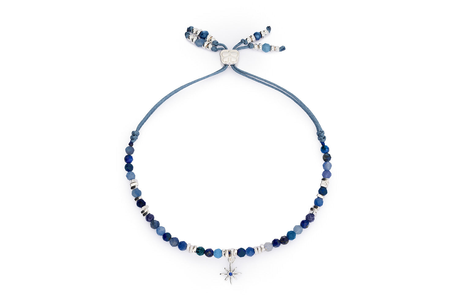 Una Silver & Kyanite Mix Gemstone Bracelet on white background