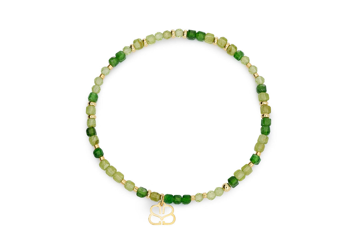 Violet Gold & Peridot Bead Bracelet