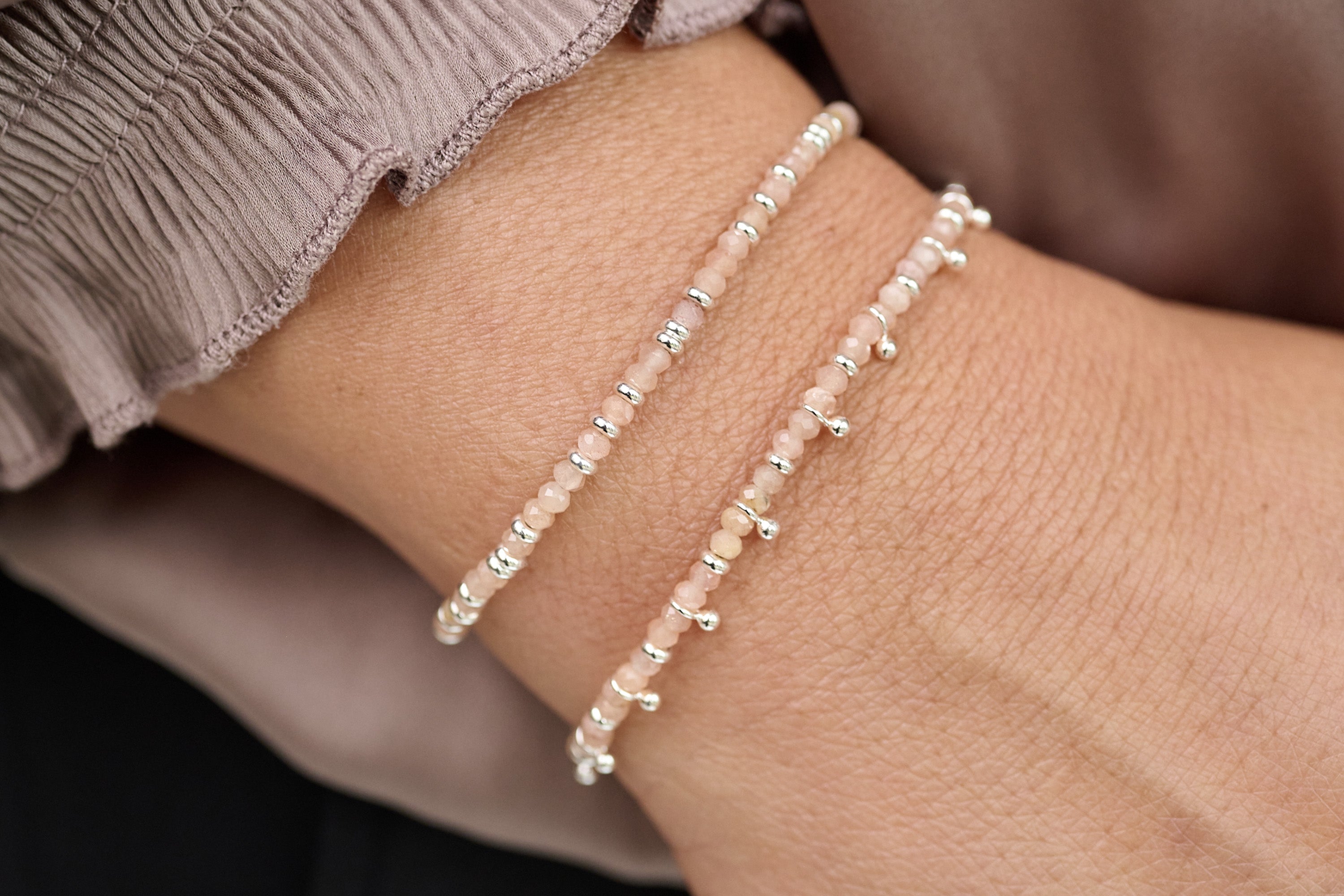 Harmony Sunstone Silver Bracelet - Boho Betty