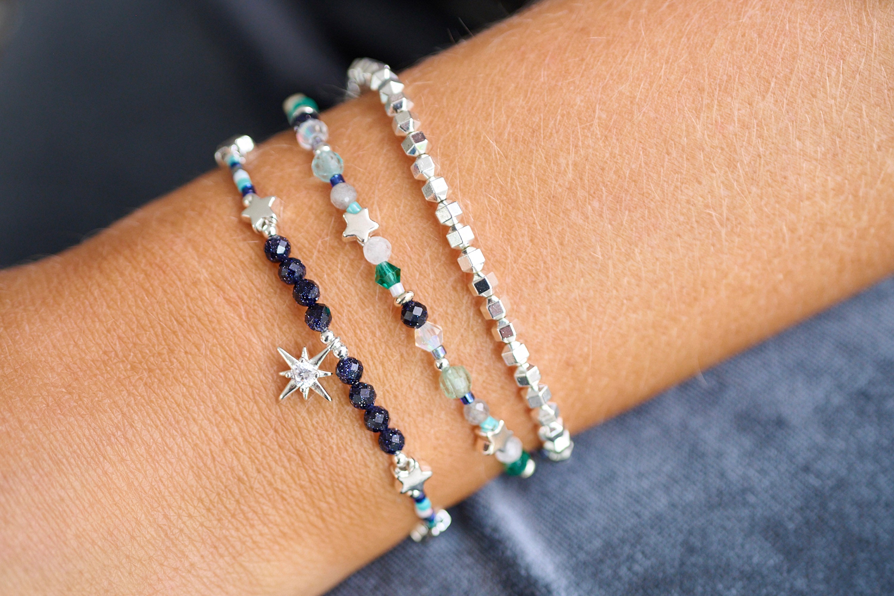 Comet Gemstone Silver Bracelet - Boho Betty