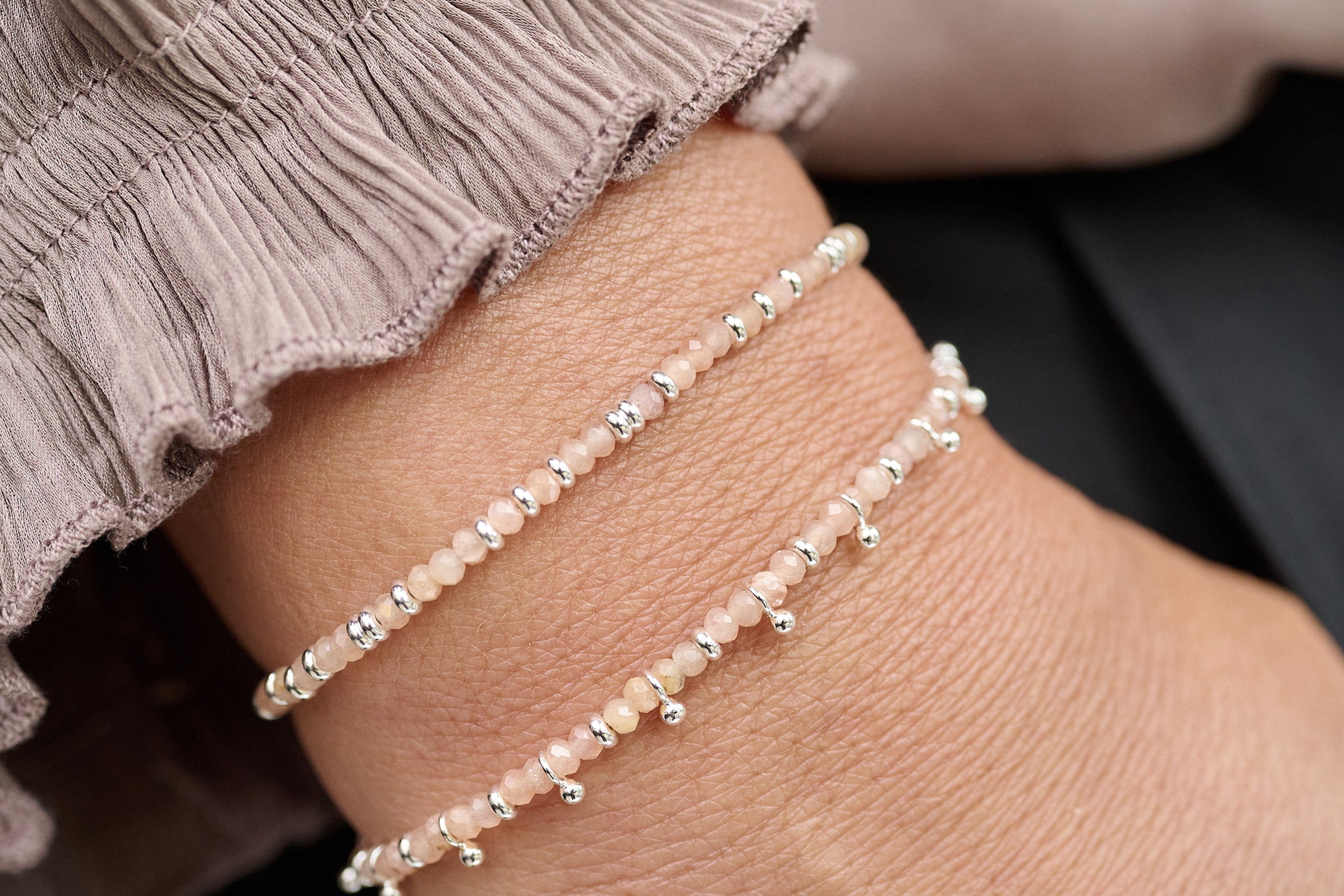 Mystical Sunstone Silver Bracelet - Boho Betty