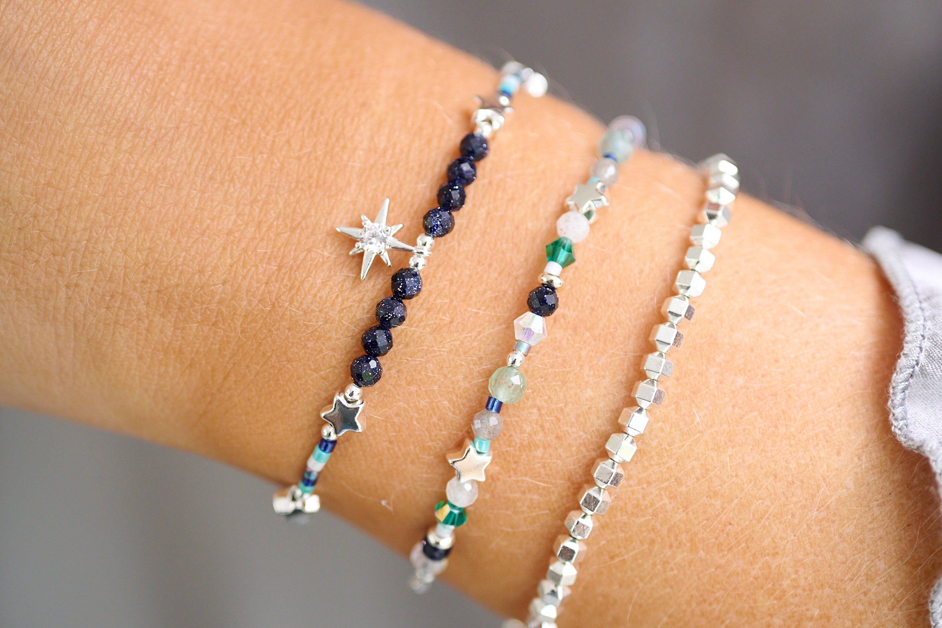 Flying Silver 3 Layer Bracelet Stack - Boho Betty