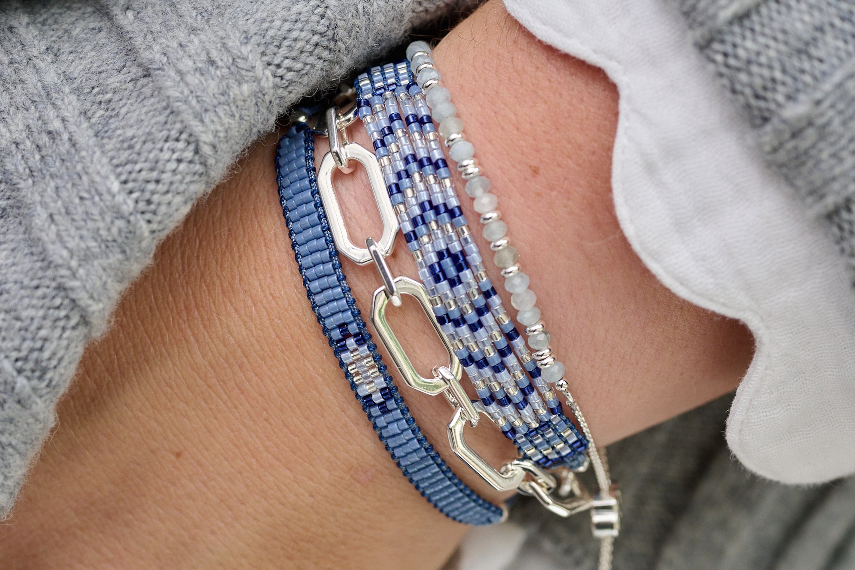 Mystical Aquamarine Silver Bracelet - Boho Betty
