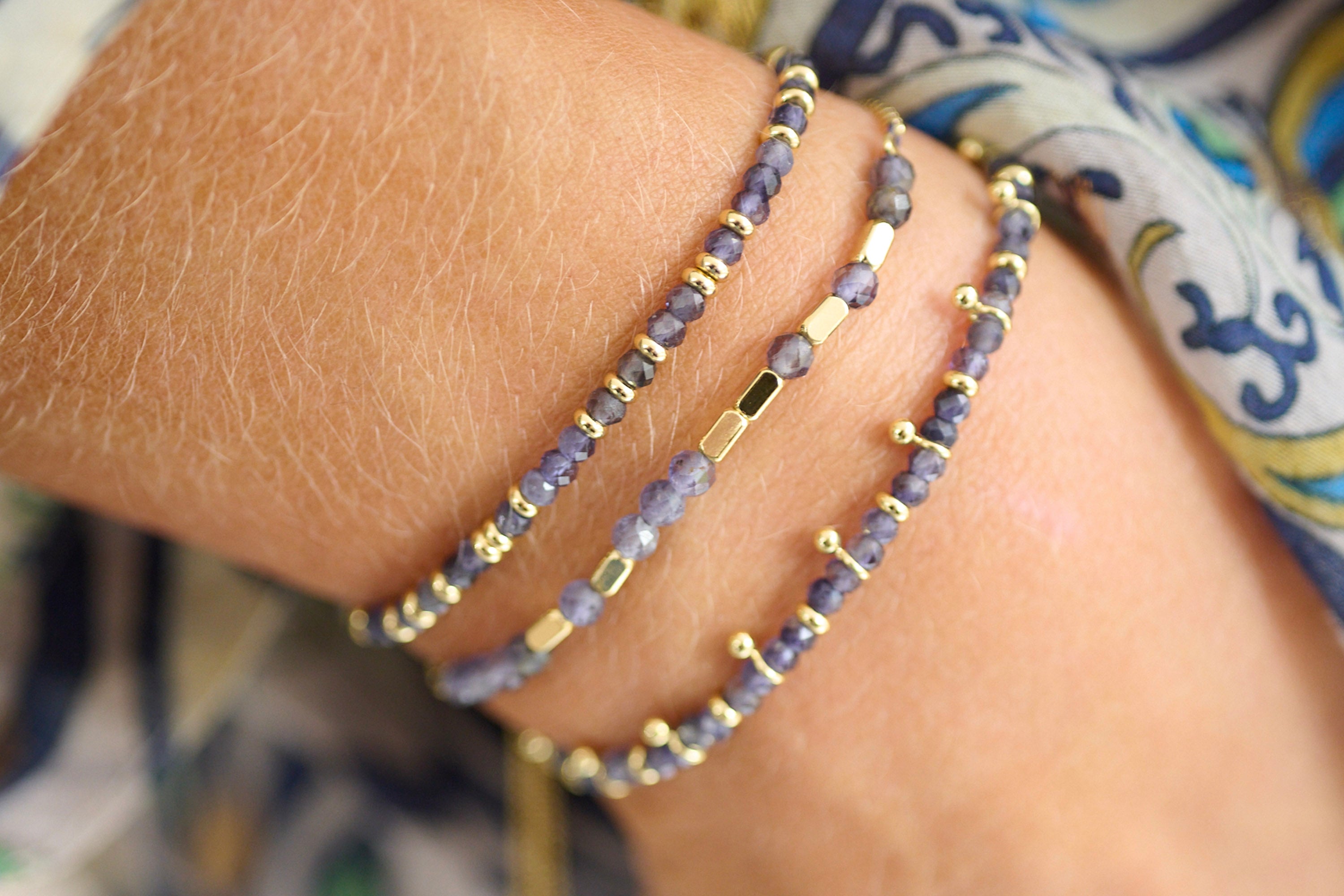 Mystical Iolite Gold Bracelet - Boho Betty