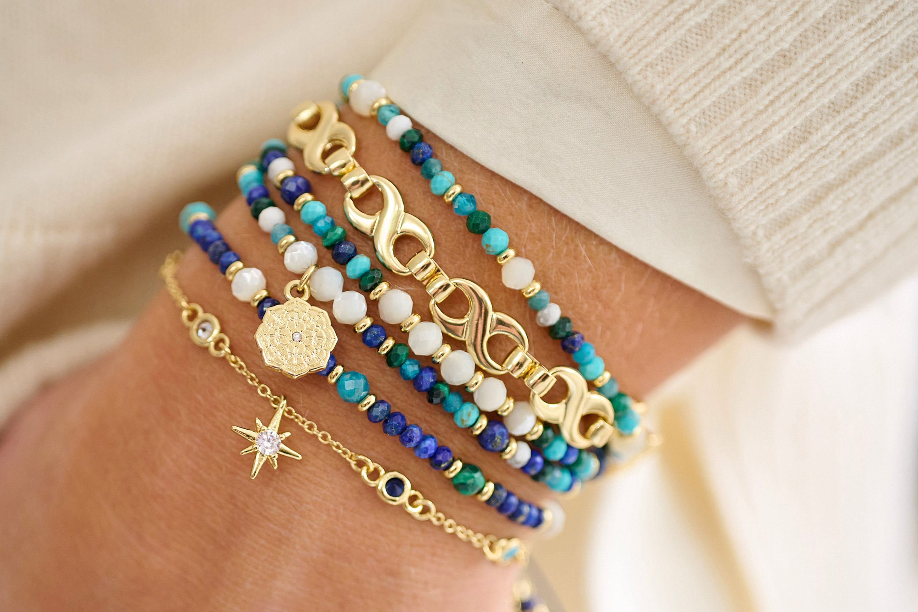 Ikon 3 Layer Gemstone Bracelet Stack - Boho Betty