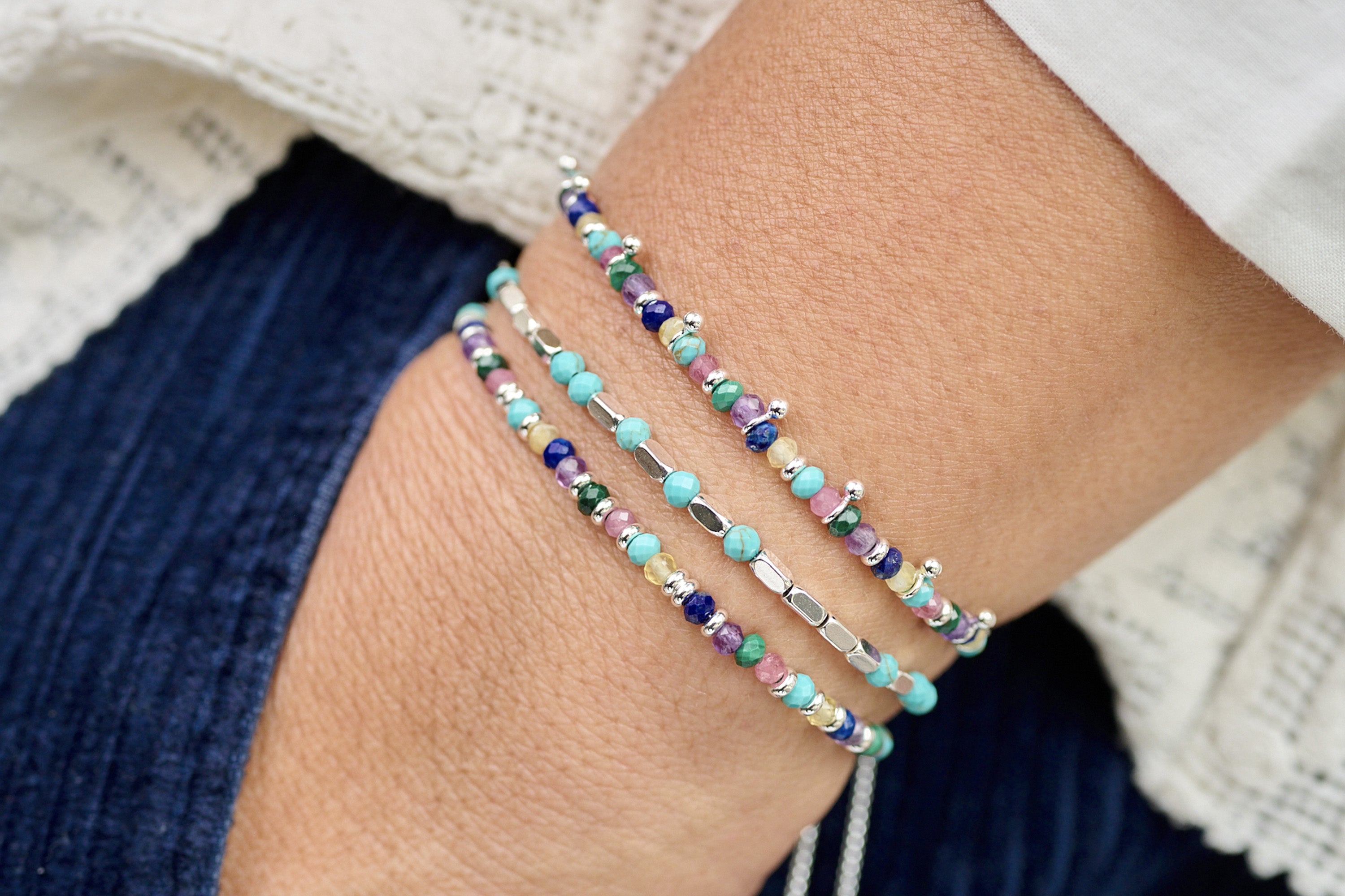 Protection Turquoise Silver Bracelet - Boho Betty