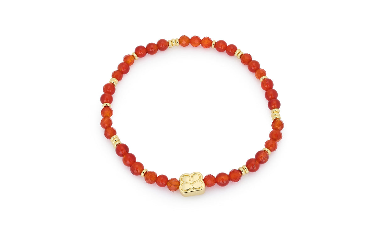 Wonder Gold & Orange Agate Gemstone Bead Bracelet