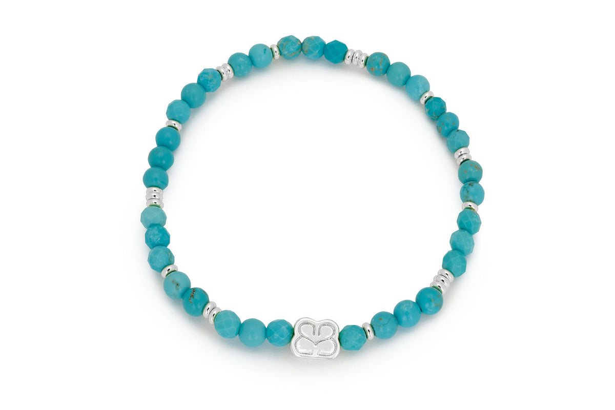 Wonder Silver Turquoise Howlite Stretch Bead Bracelet