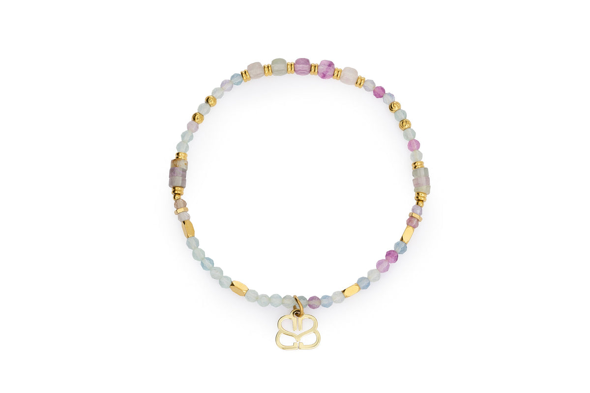 Yasmin Gold & Rainbow Fluorite Gemstone Bead Bracelet