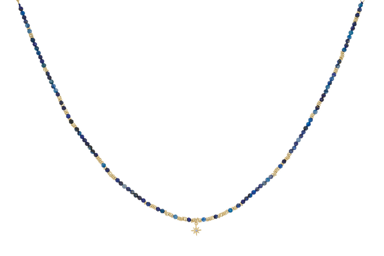 Yolanda Gold & Kyanite Mix Gemstone Necklace on white background