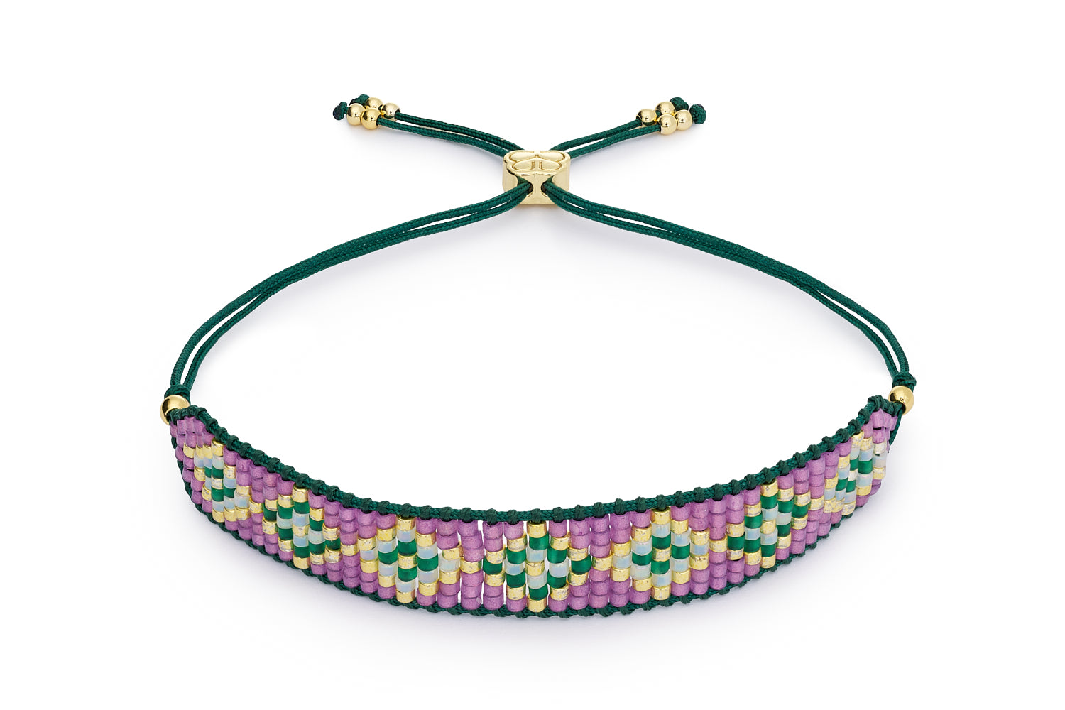 Zahra green and purple beaded friendship bracelet by Boho Betty