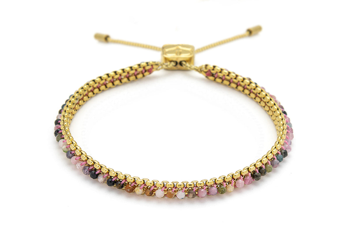 Zena Gold & Tourmaline Gemstone Beaded Bracelet