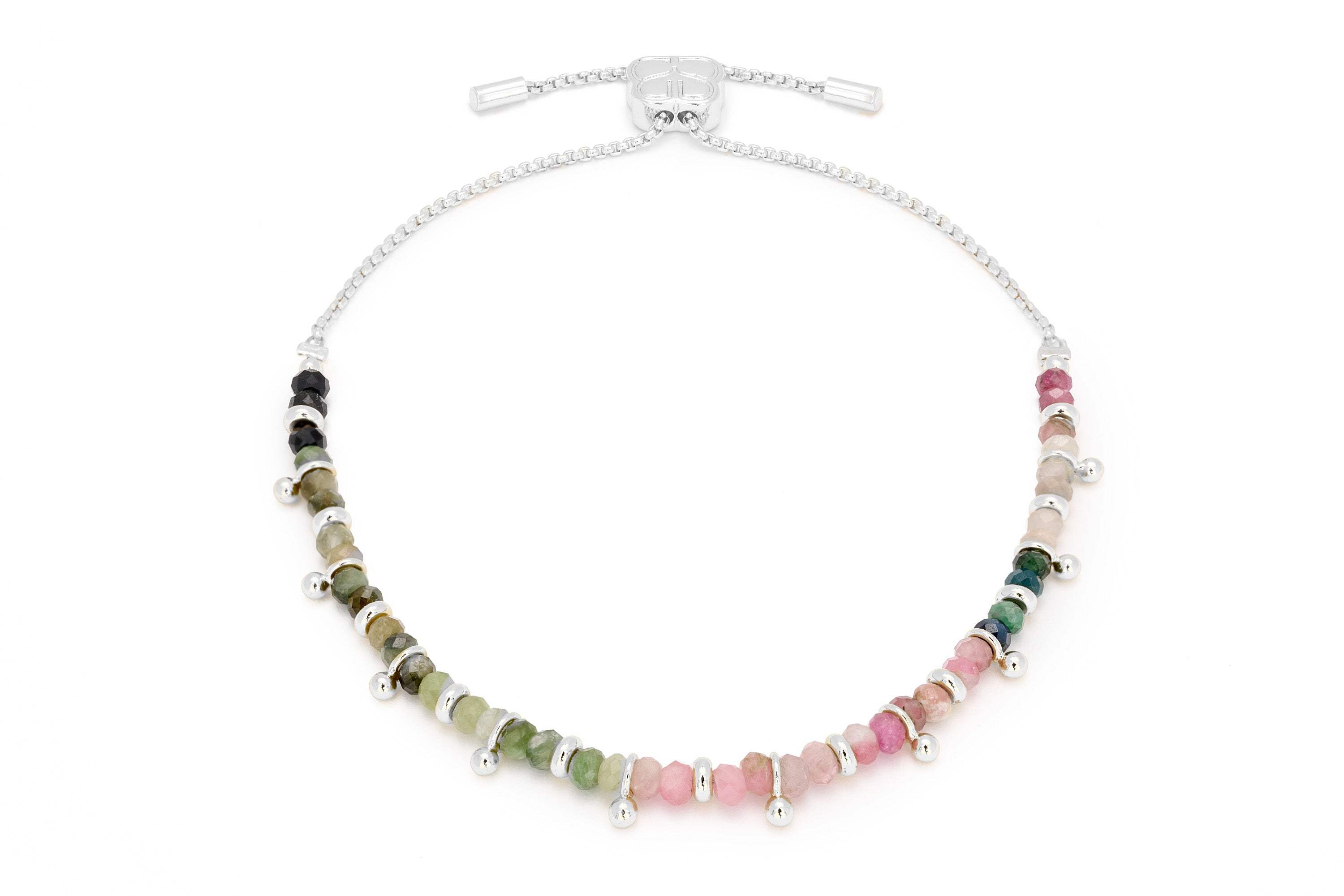 Harmony Tourmaline Silver Bracelet - Boho Betty