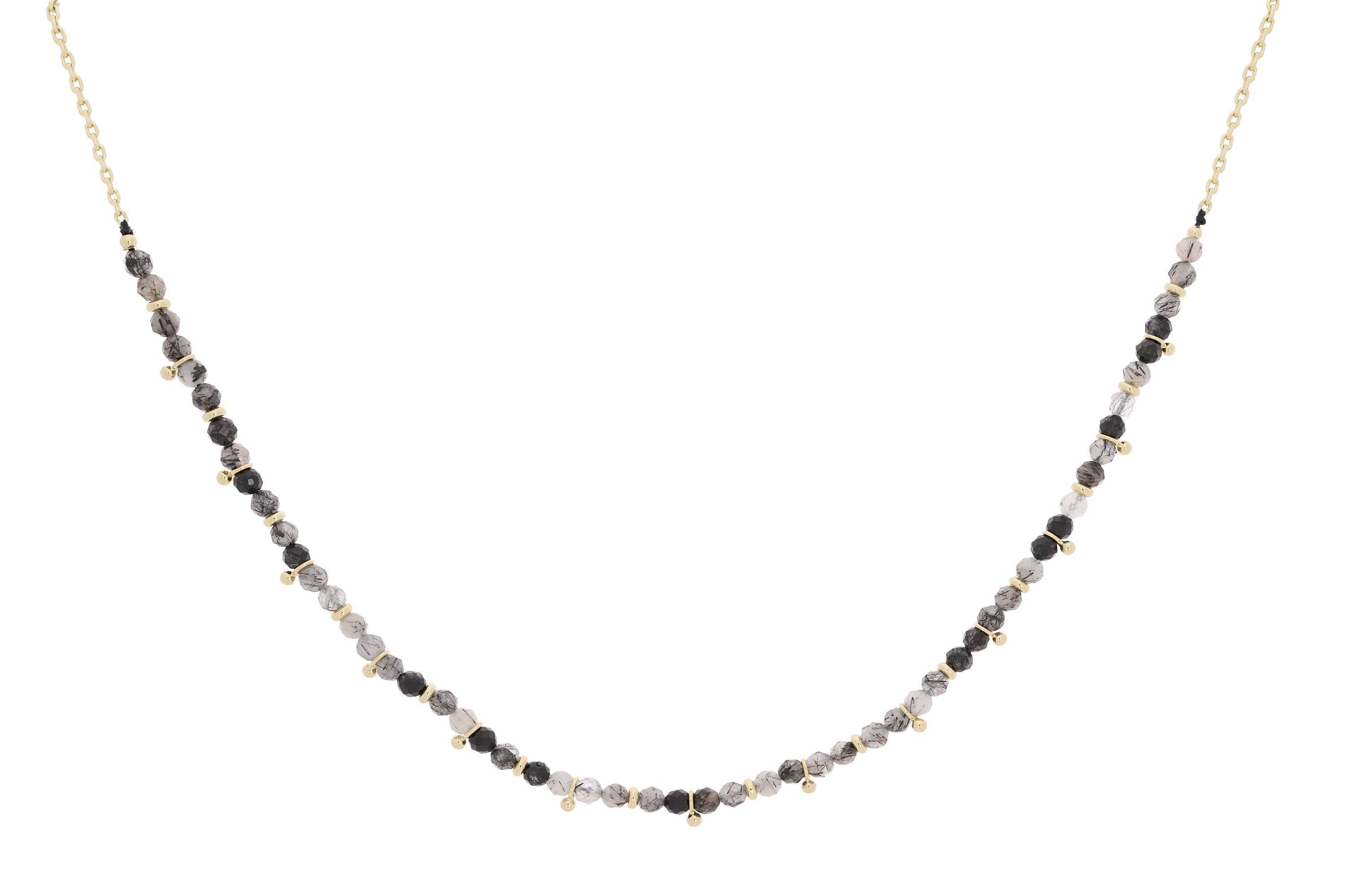 Salus Black Rutilite Gemstone Gold Necklace - Boho Betty