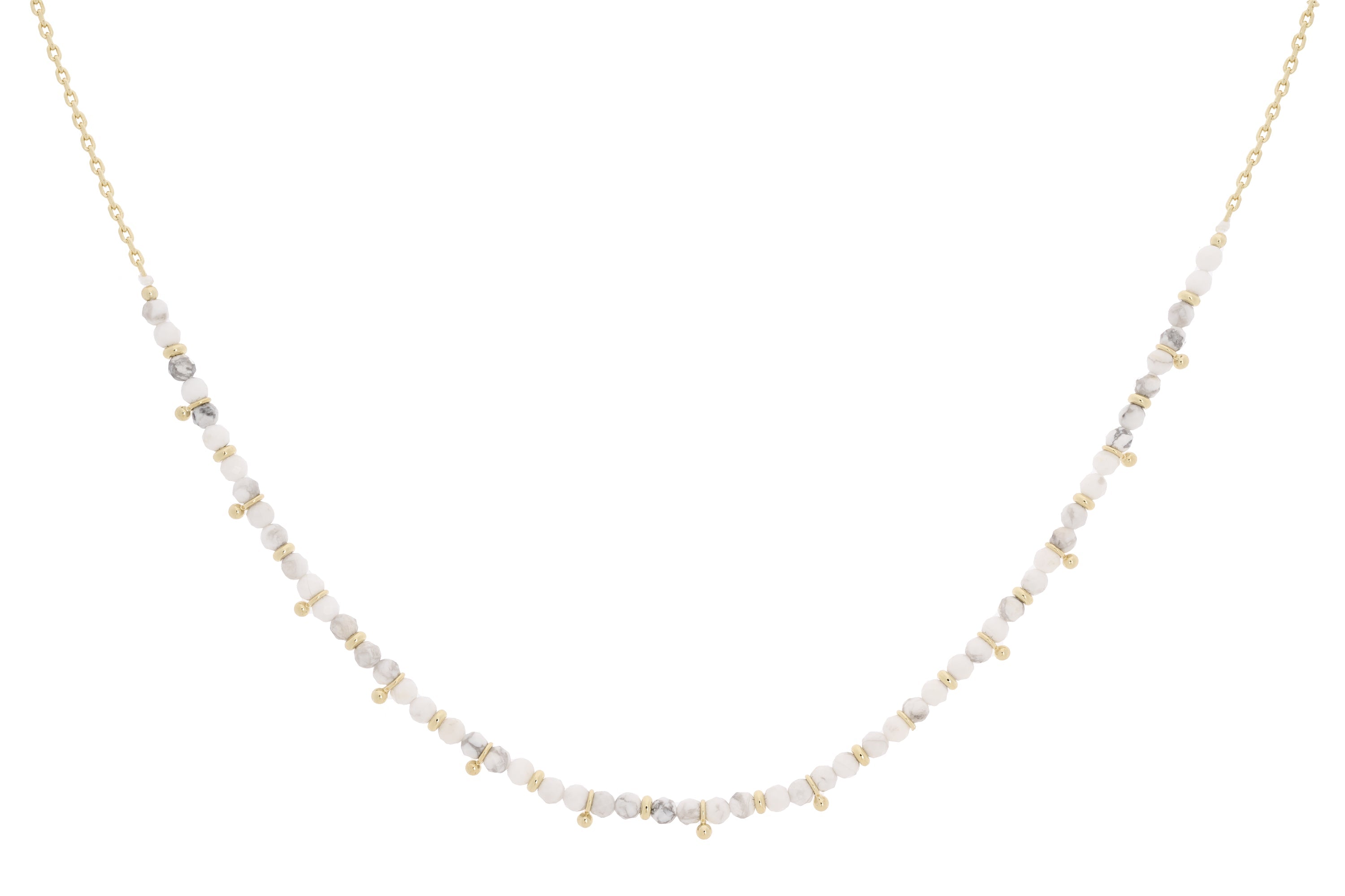 Salus White Howlite Gemstone Gold Necklace - Boho Betty