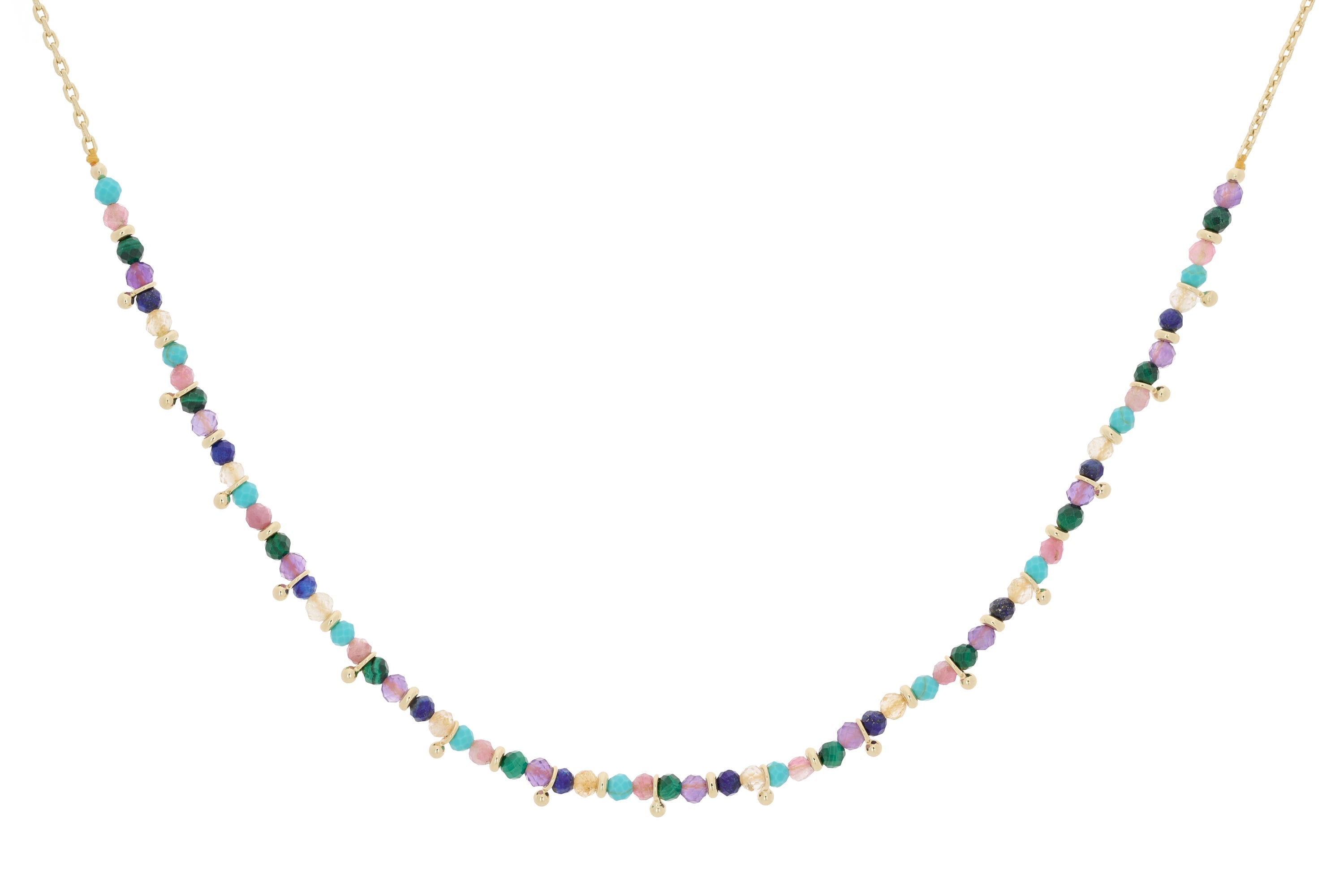 Salus Candy Multi Gemstone Gold Necklace - Boho Betty