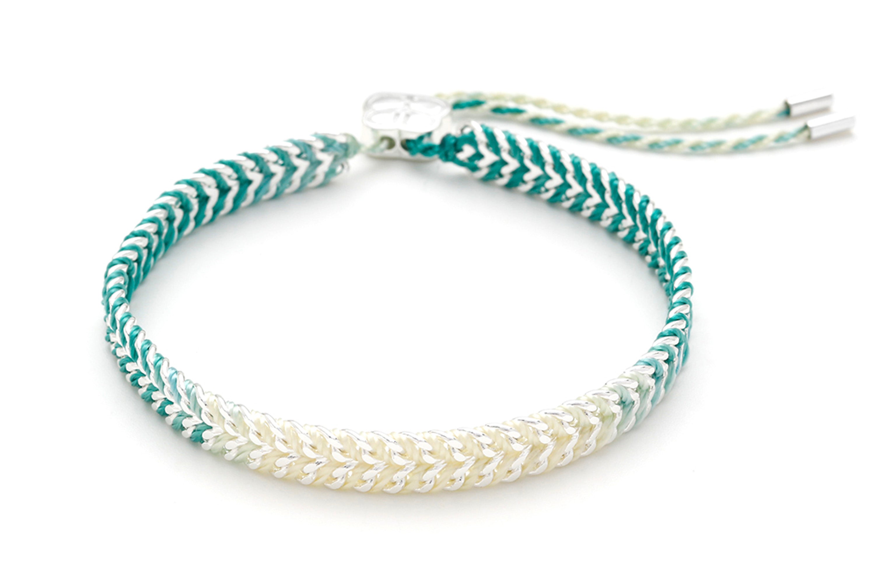 Iztac Turquoise Ombré Silver Woven Bracelet - Boho Betty