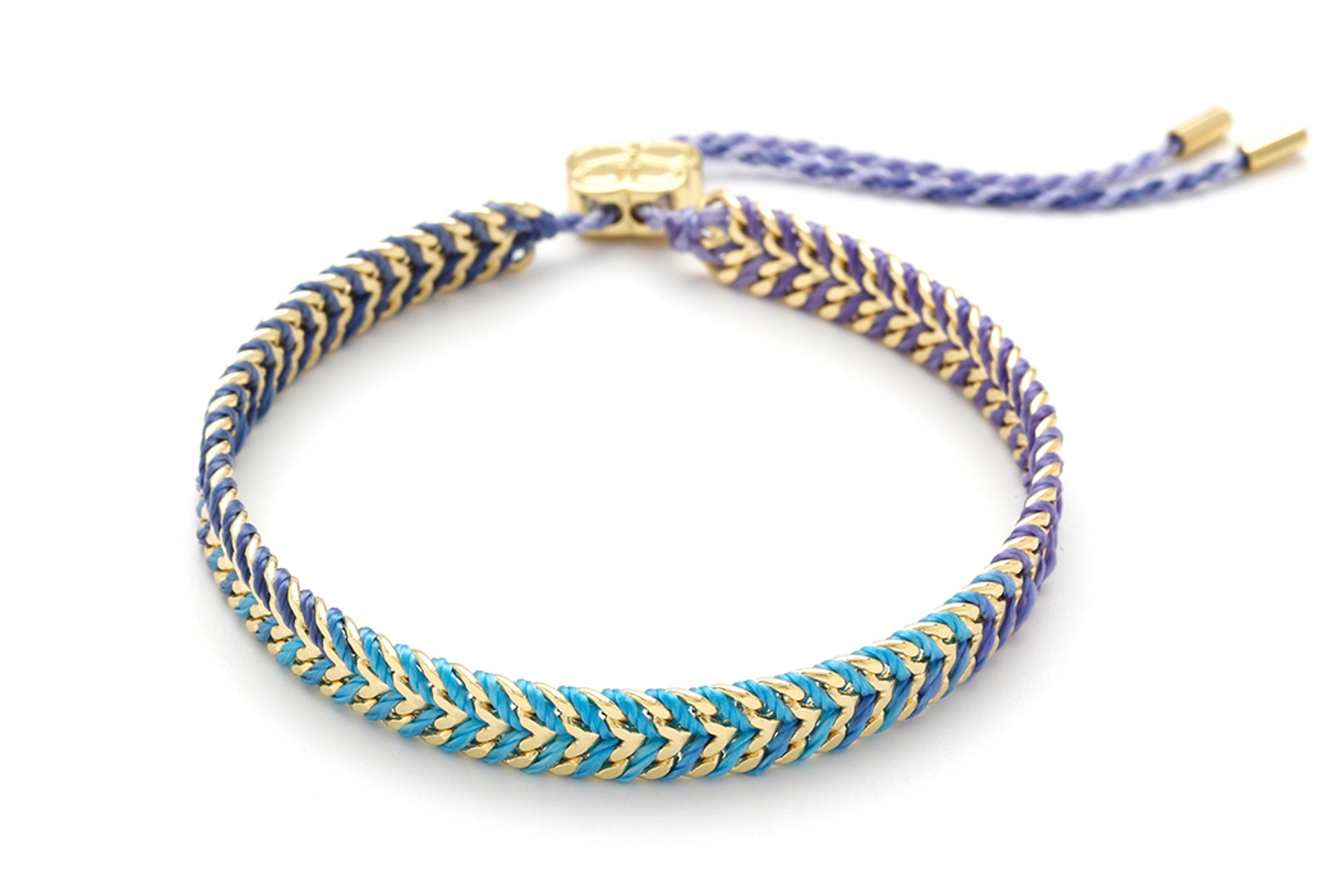 Iztac Blue Purple Ombré Gold Woven Bracelet - Boho Betty