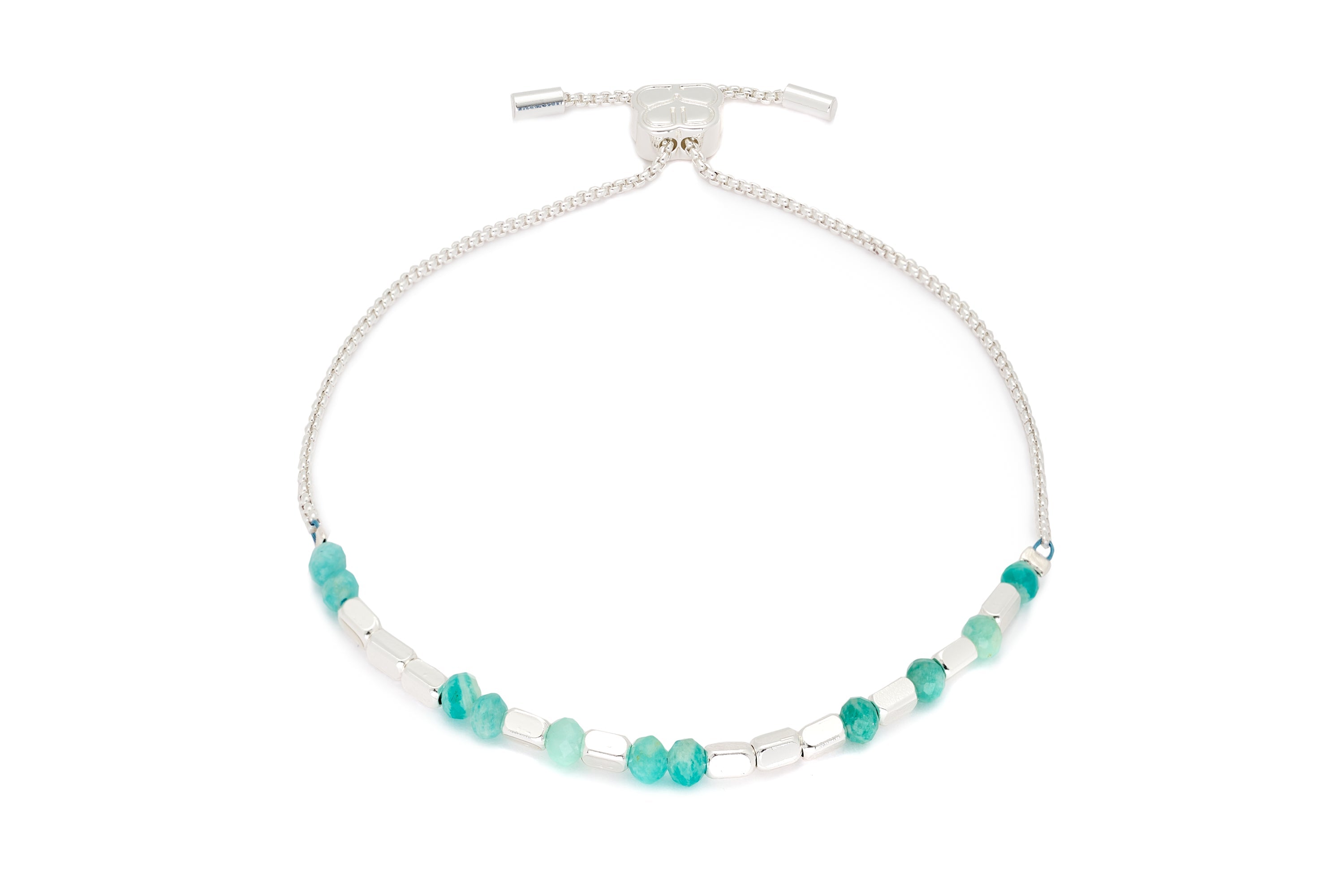 Encourage Amazonite Silver Bracelet - Boho Betty