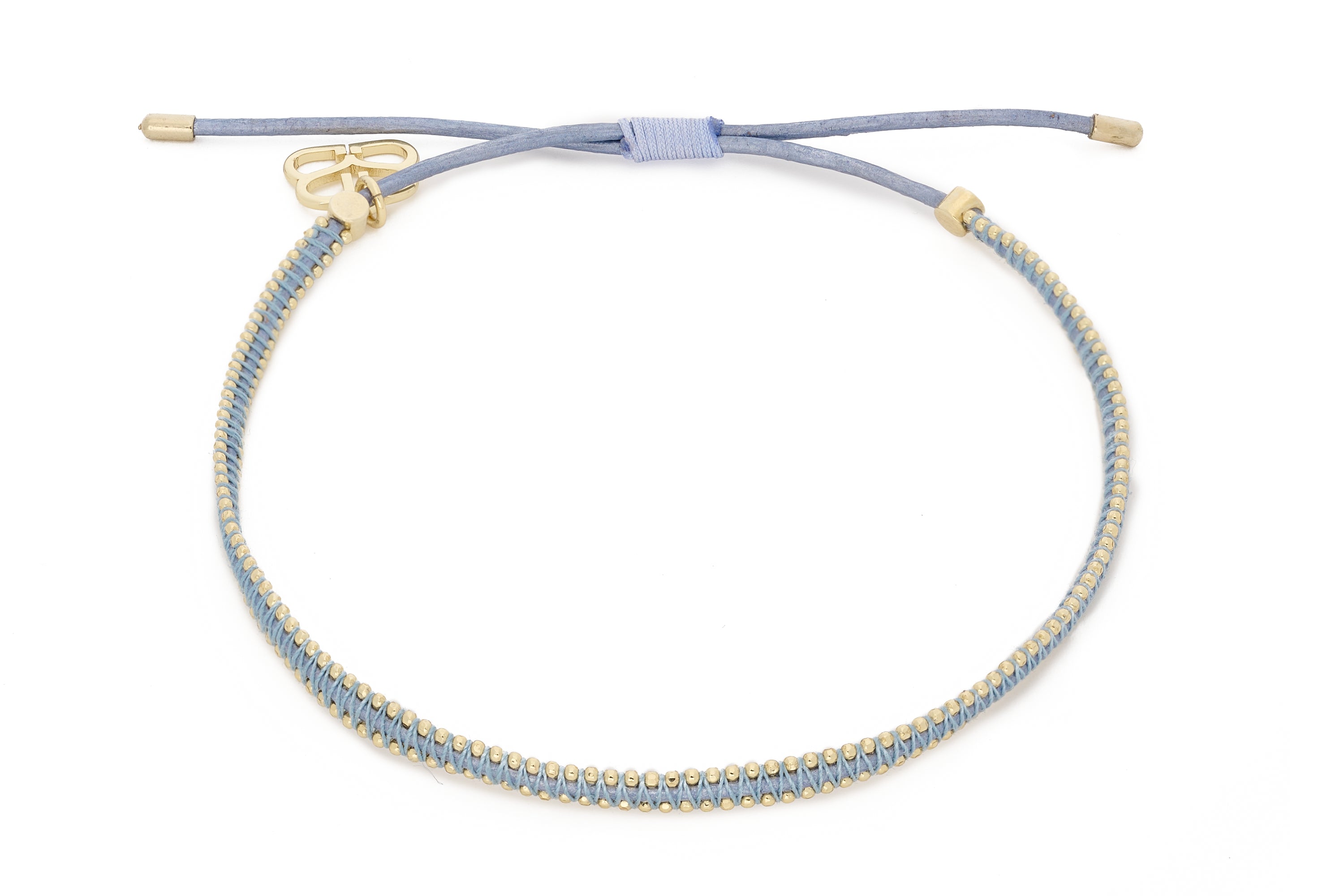 Euphonium Grey Pull Through Woven  Gold Bracelet - Boho Betty