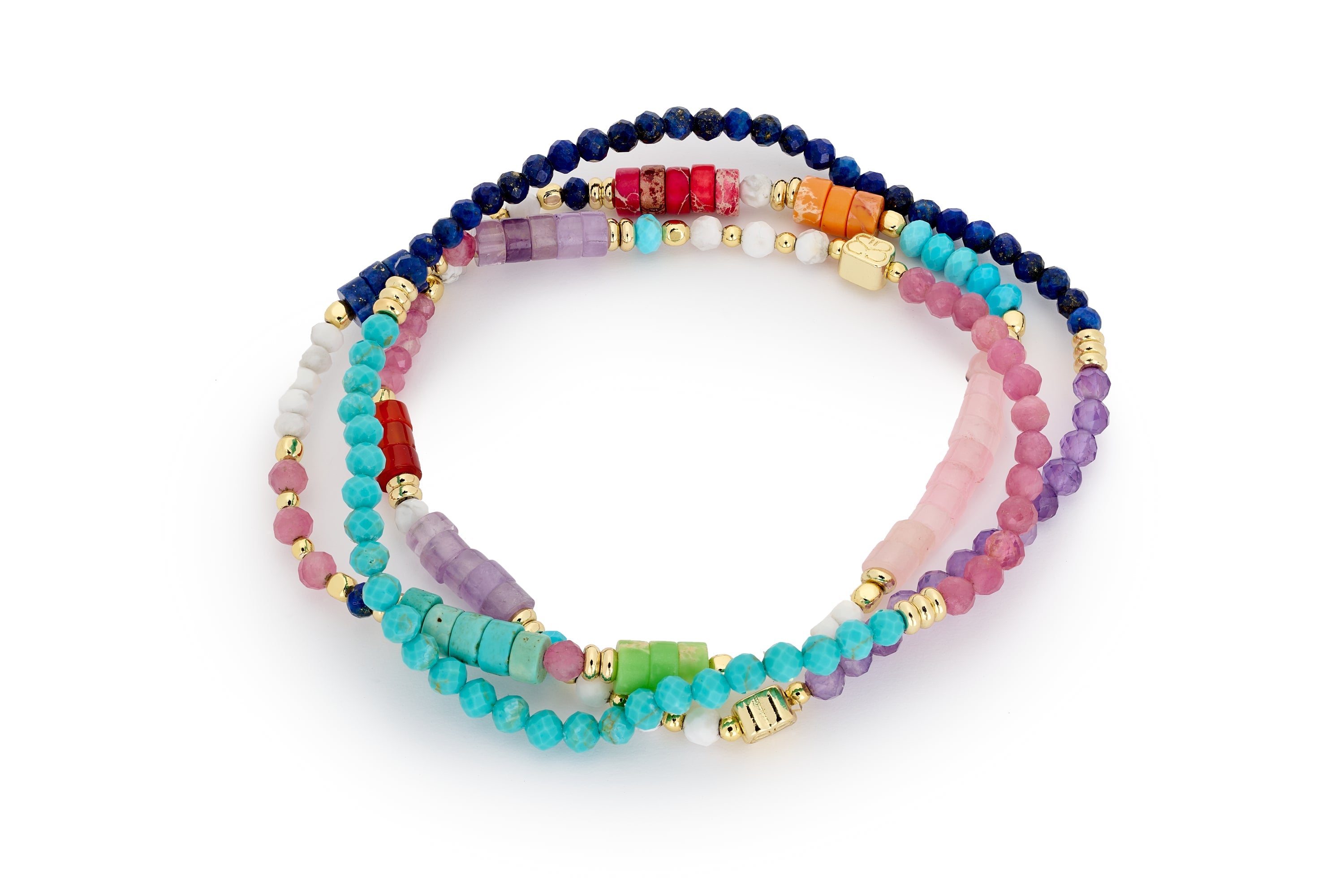 Camellia Multicolour Stretch Gemstone Bracelet - Boho Betty