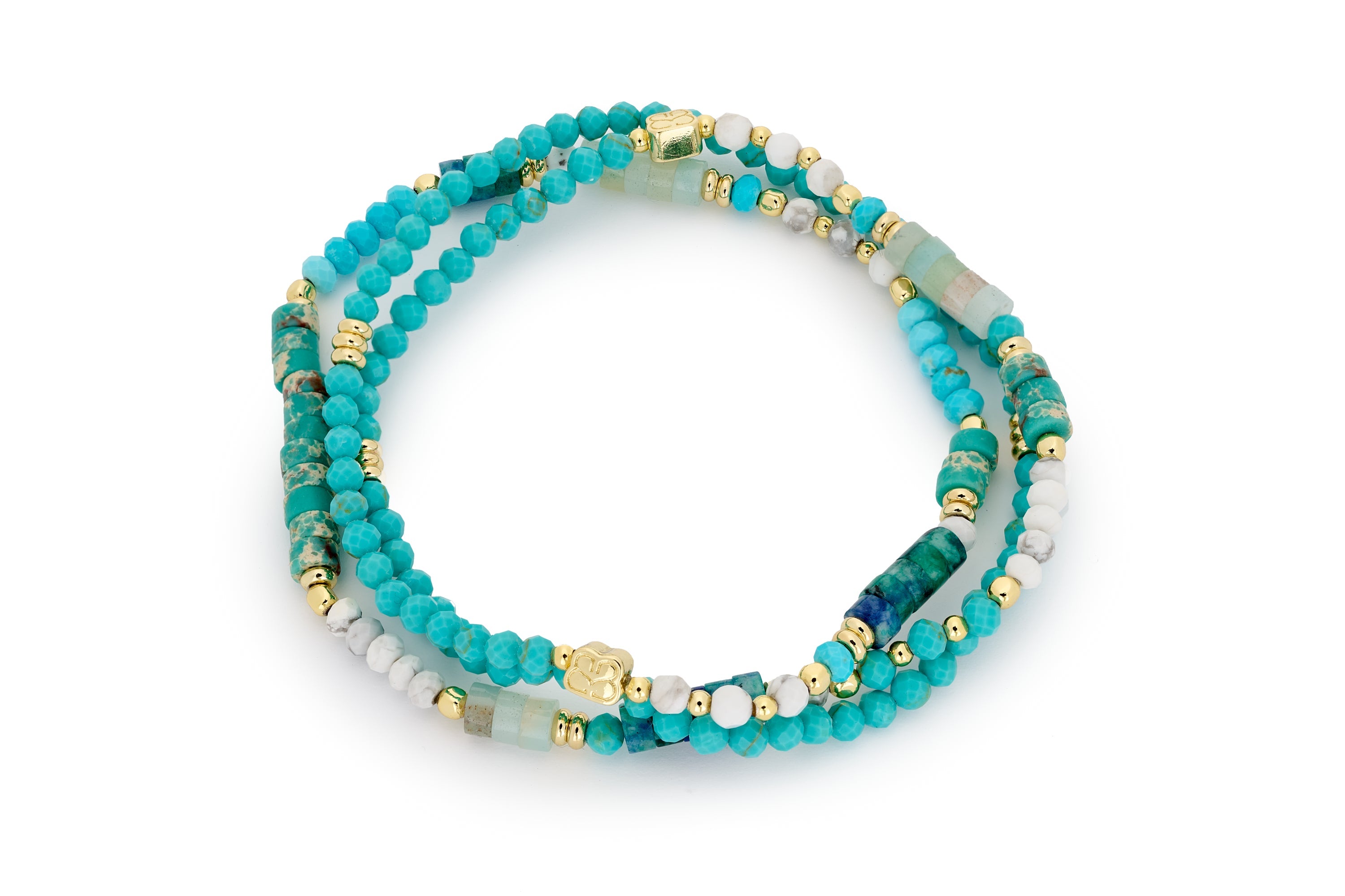 Camellia Turquoise Stretch Gemstone Bracelet - Boho Betty