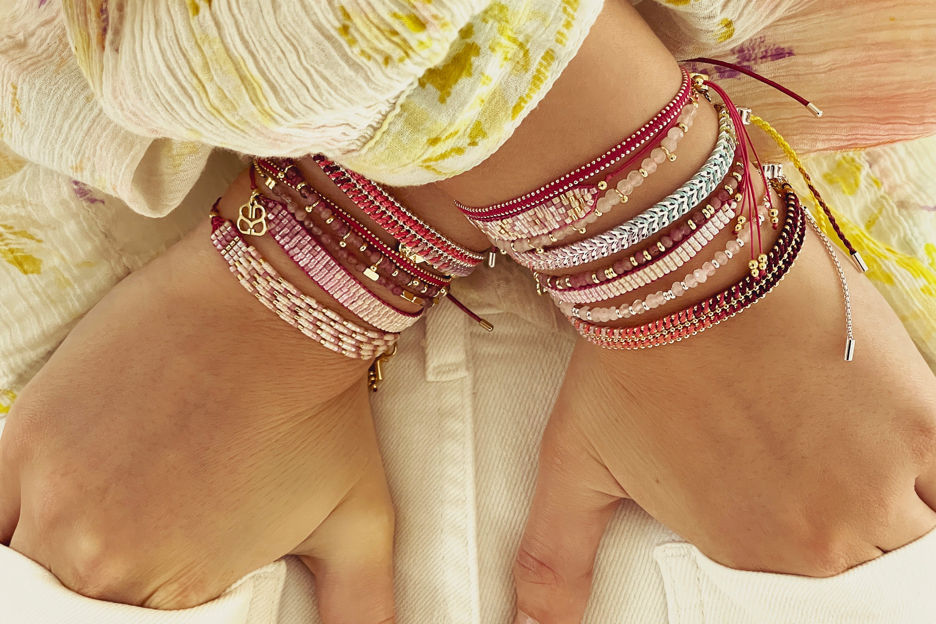 Portrait Pink Beaded Friendship Bracelet - Boho Betty