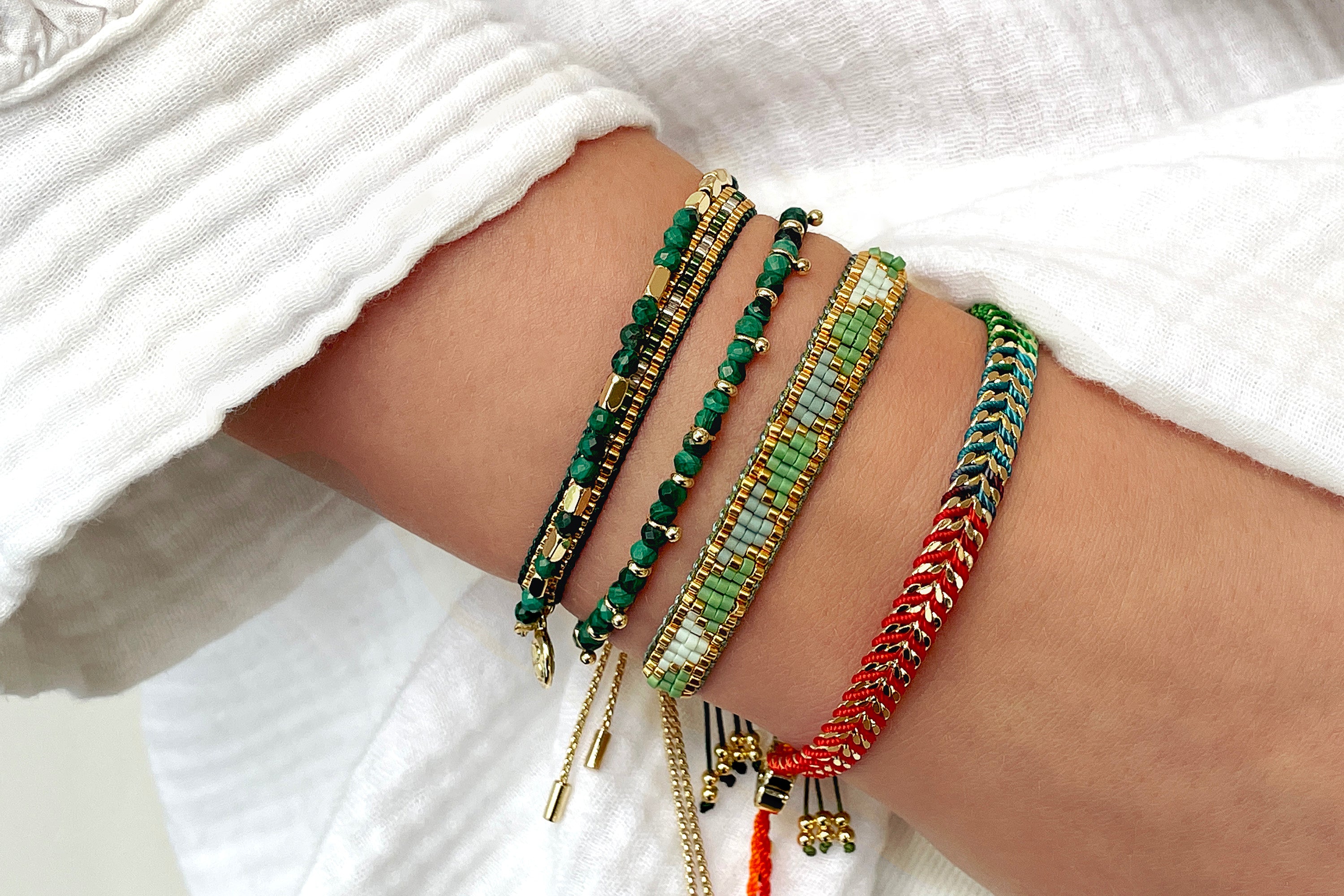 Iztac Rainbow Ombré Silver Woven Bracelet - Boho Betty