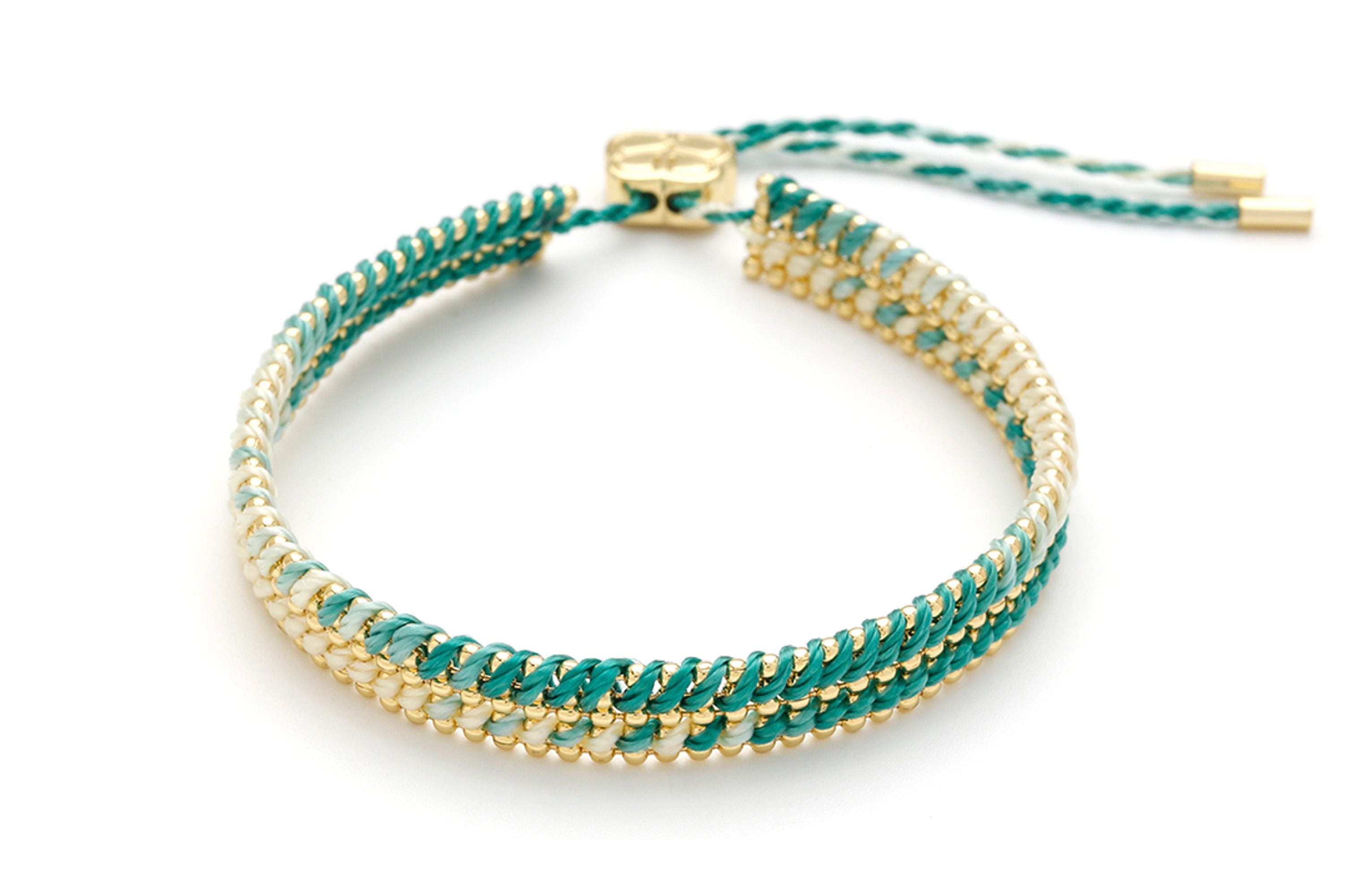 Yolia Green Ombré & Gold Woven Bracelet - Boho Betty