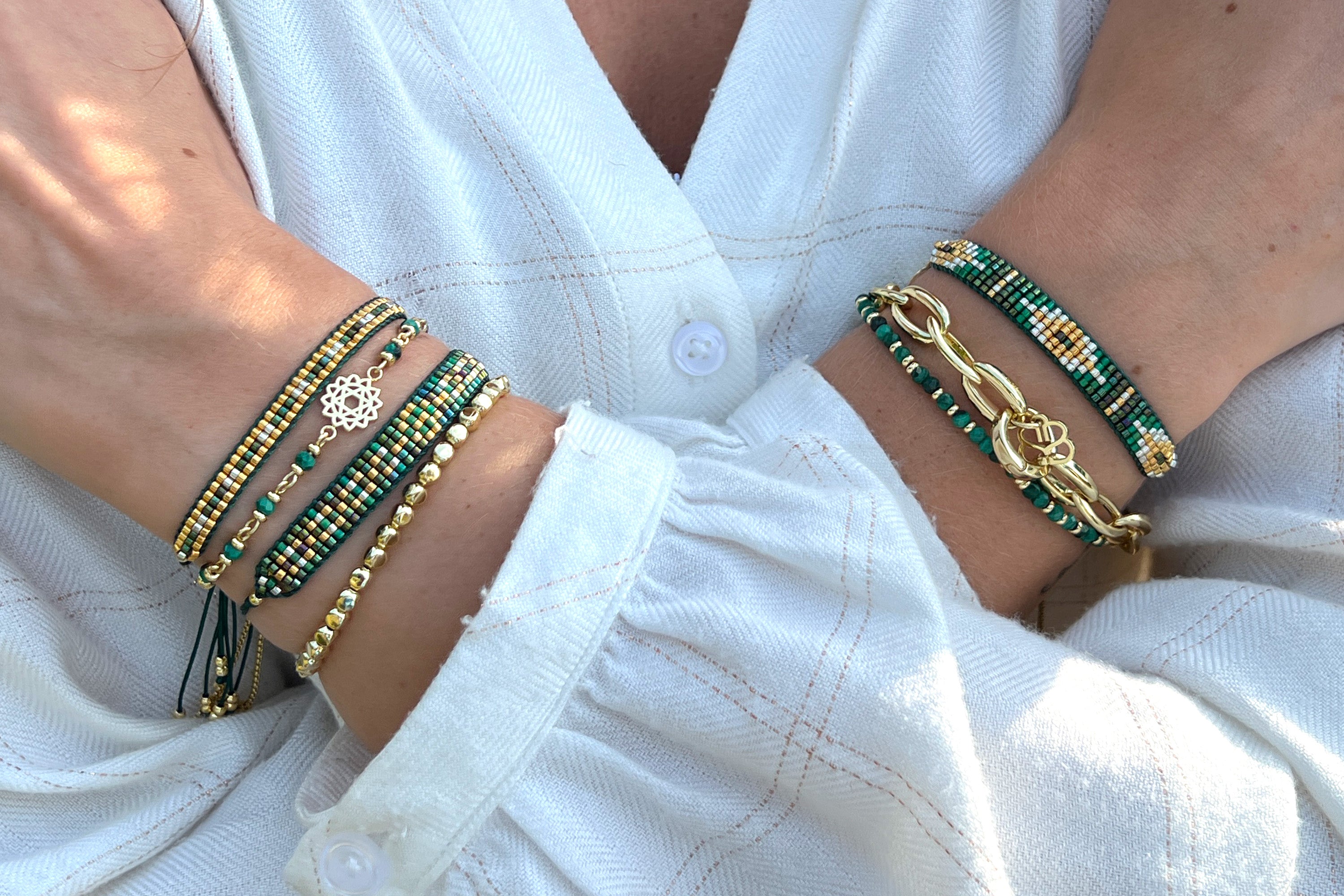 Maple Emerald Bracelet Stack - Boho Betty