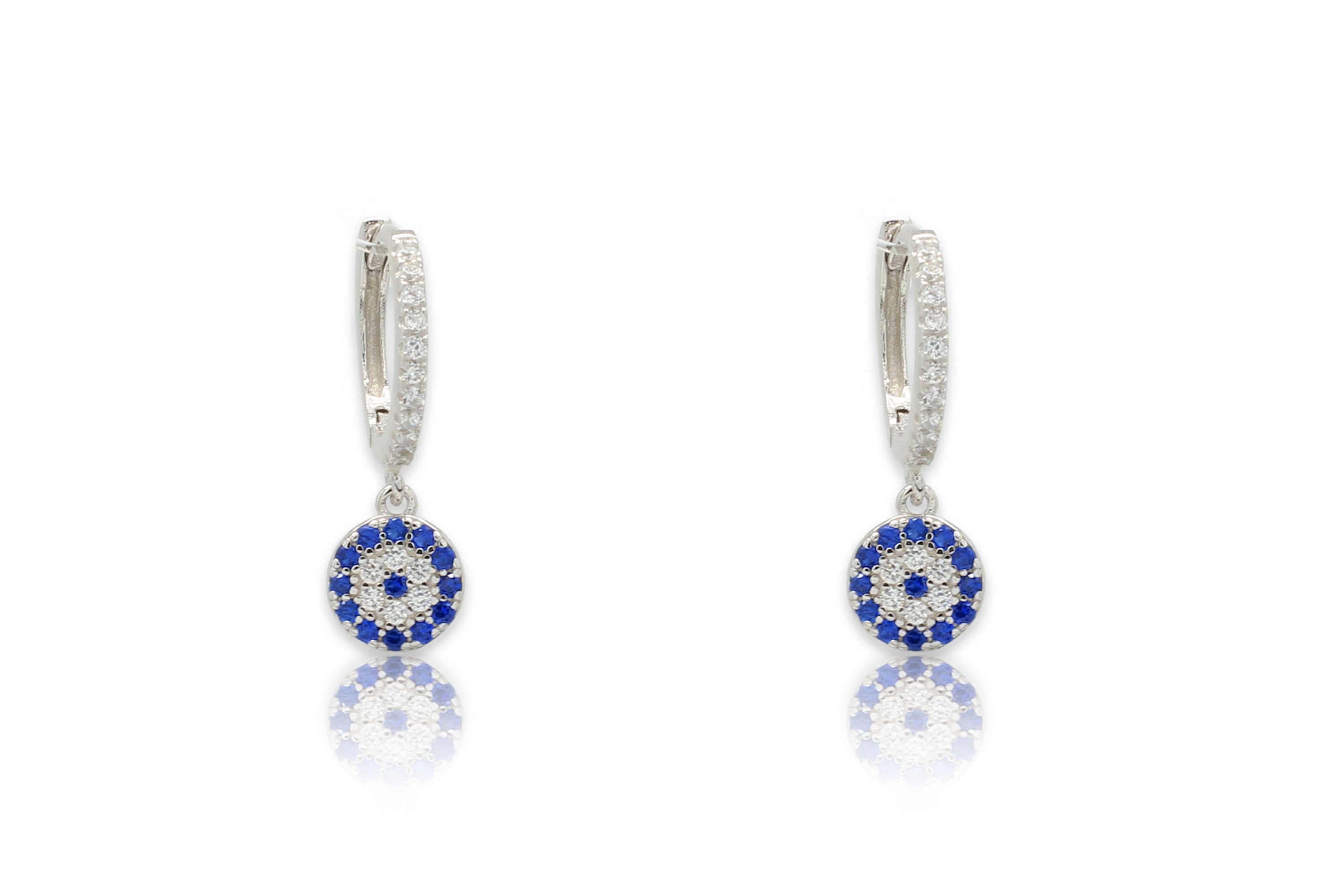 Balan Silver/Blue CZ Drop Huggies - Boho Betty