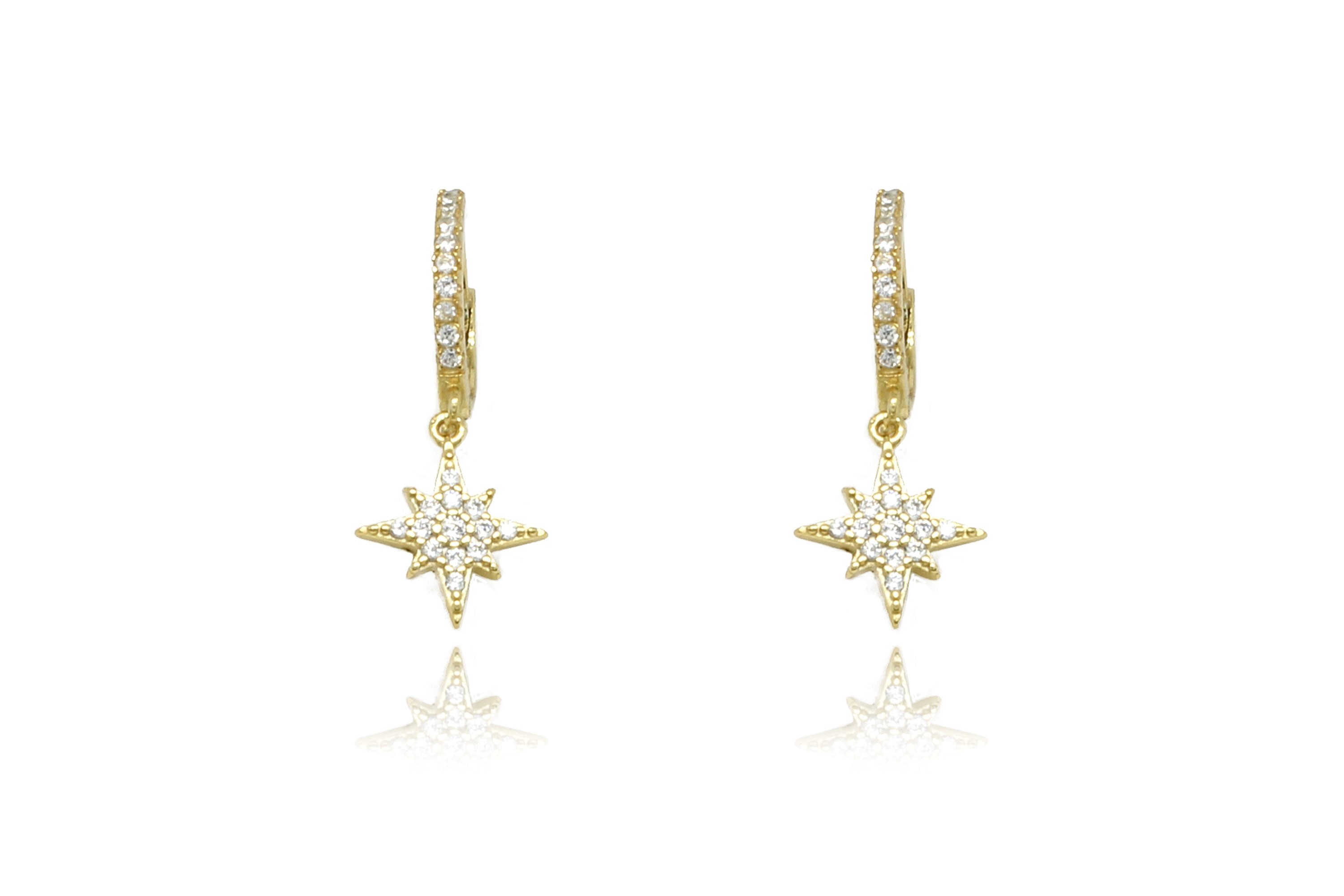 Cohan Gold CZ Star Hoop Earrings - Boho Betty